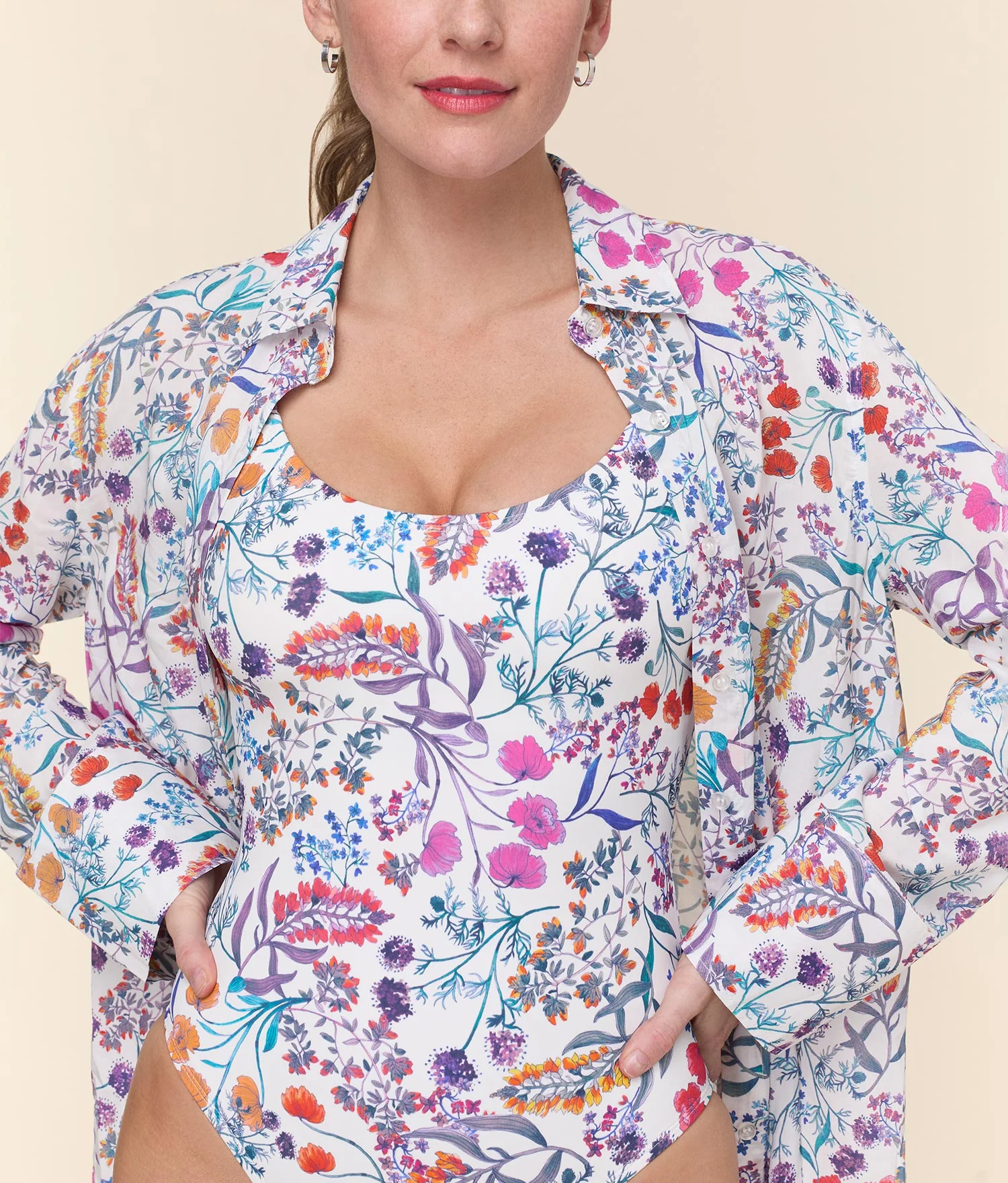 The Coastal Button Up - Lightweight Rayon - Botanical Floral - Image 5