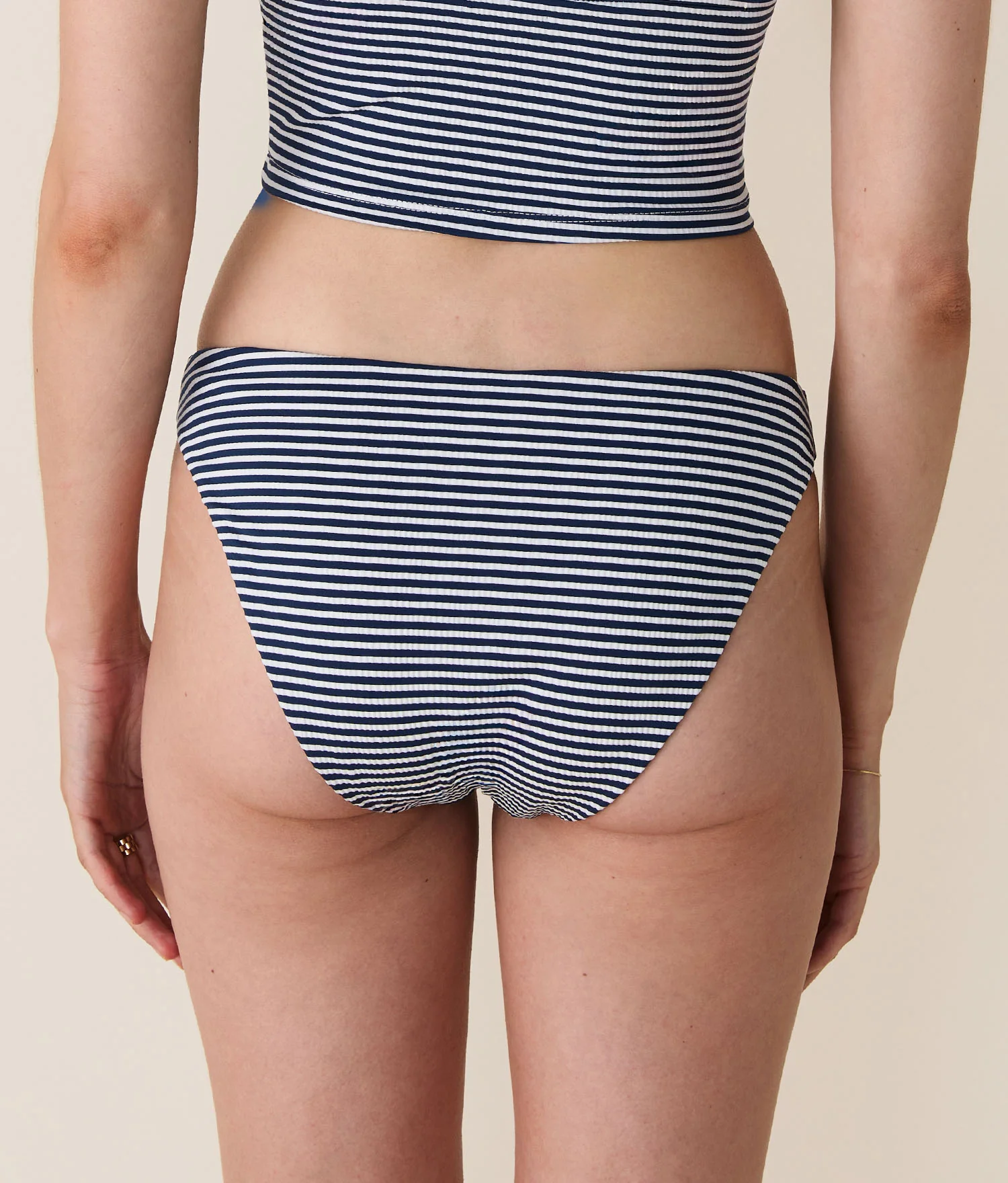 The Signature Bikini Bottom - Seersucker Stripe - Cadet - Image 2