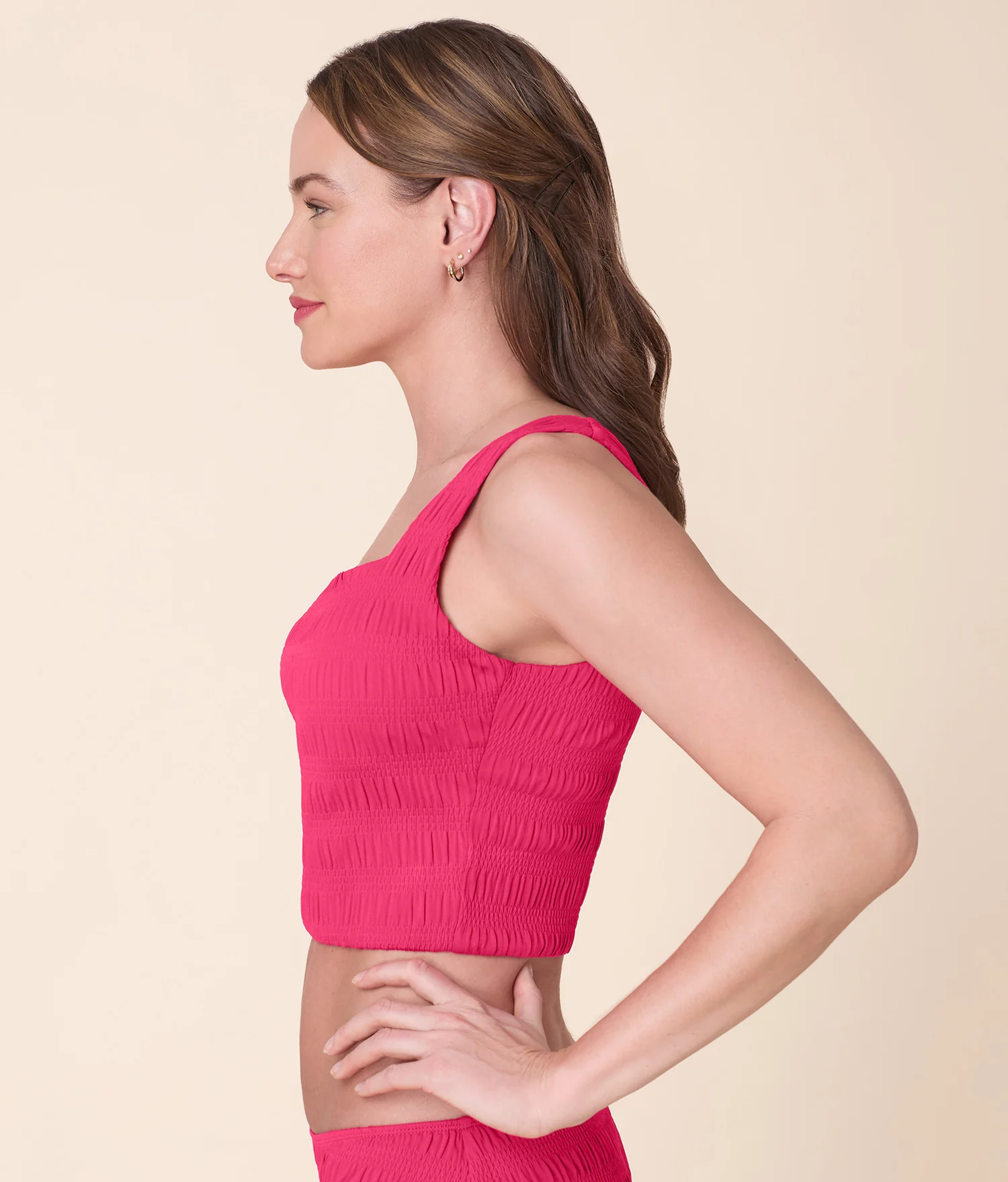 The Siren Swim Tank - Smocked - Bright Begonia - Image 3