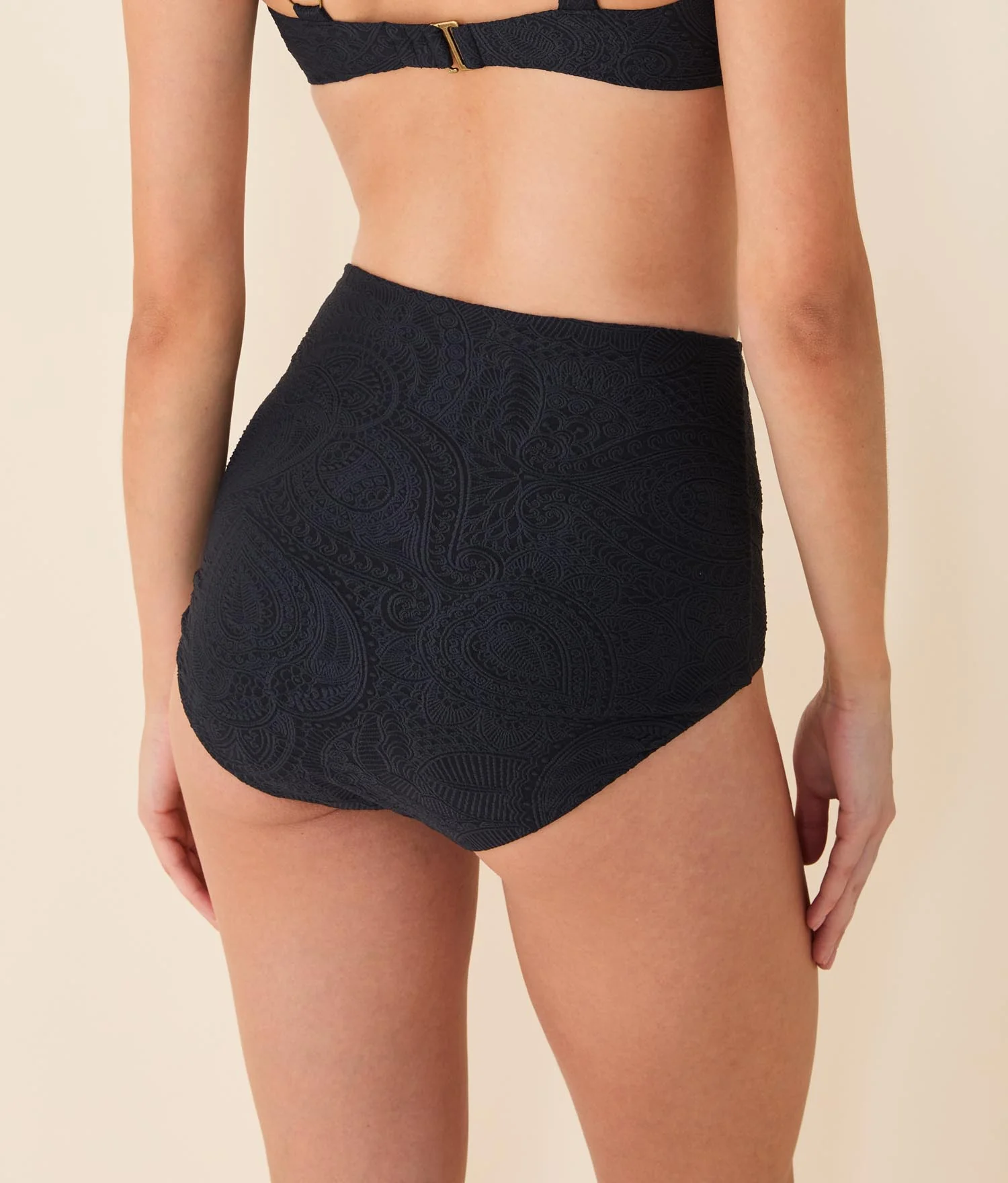 The Super High Waist Bikini Bottom - Paisley - Black Paisley - Image 2