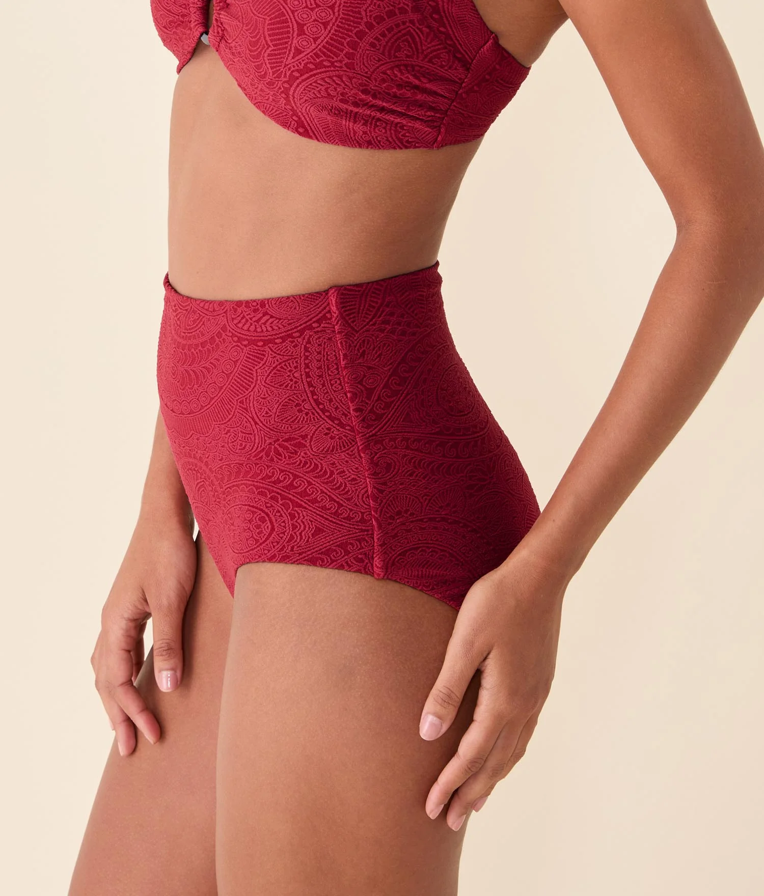 The Super High Waist Bikini Bottom - Paisley - Paprika - Image 3