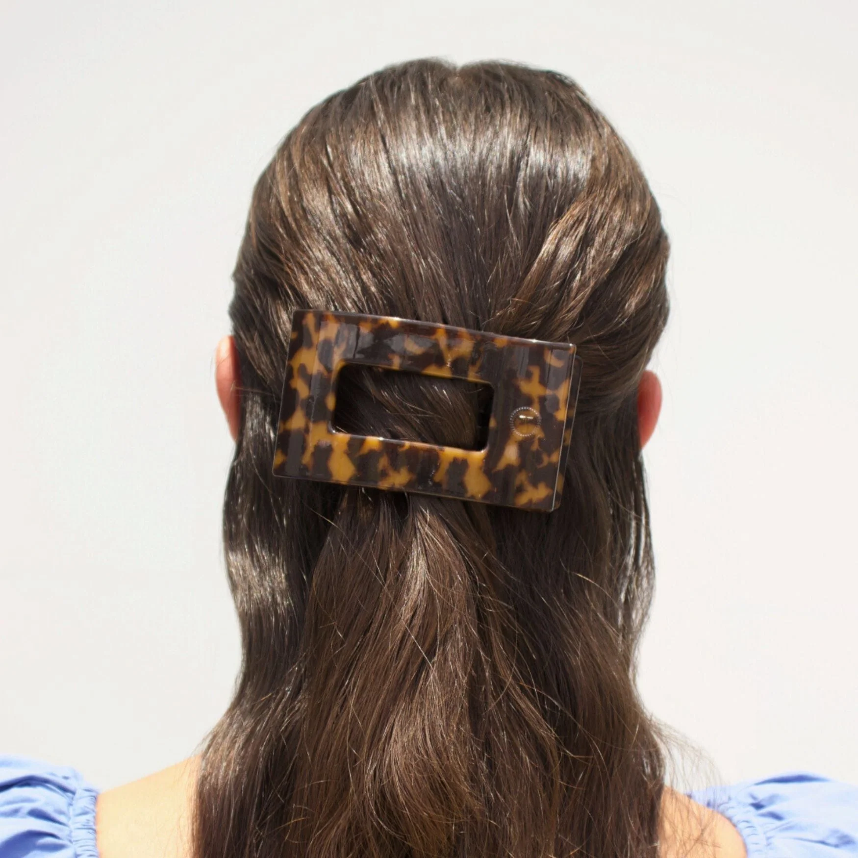 Tortoise Medium Flat Rectangle Hair Clip - Image 2