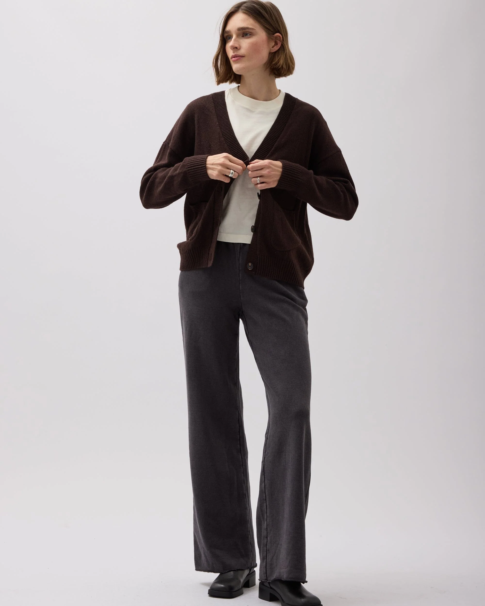 Womens Alexa Lightweight Cardigan - Cotton Sweater Knit - Mole - Image 2
