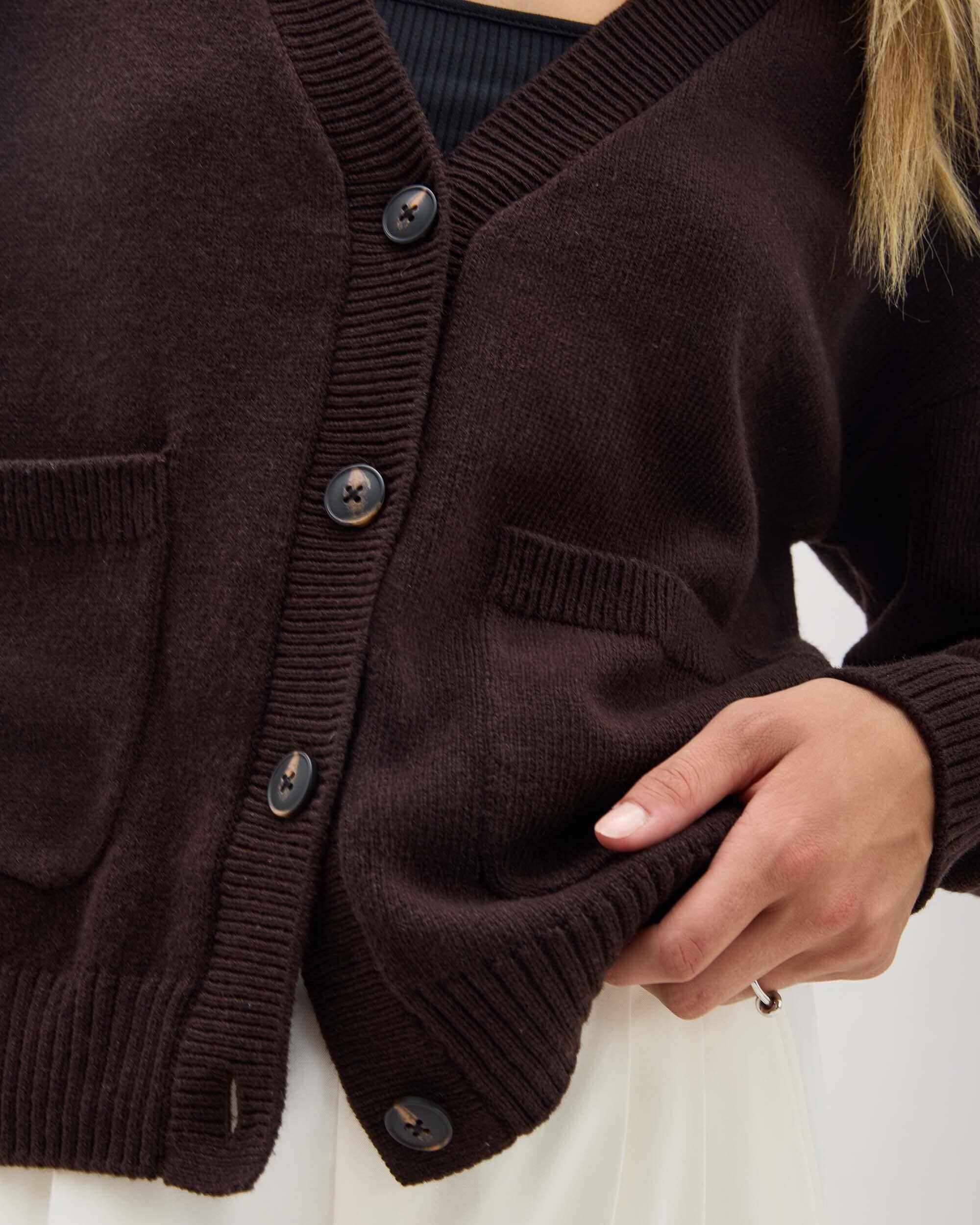 Womens Alexa Lightweight Cardigan - Cotton Sweater Knit - Mole - Image 6