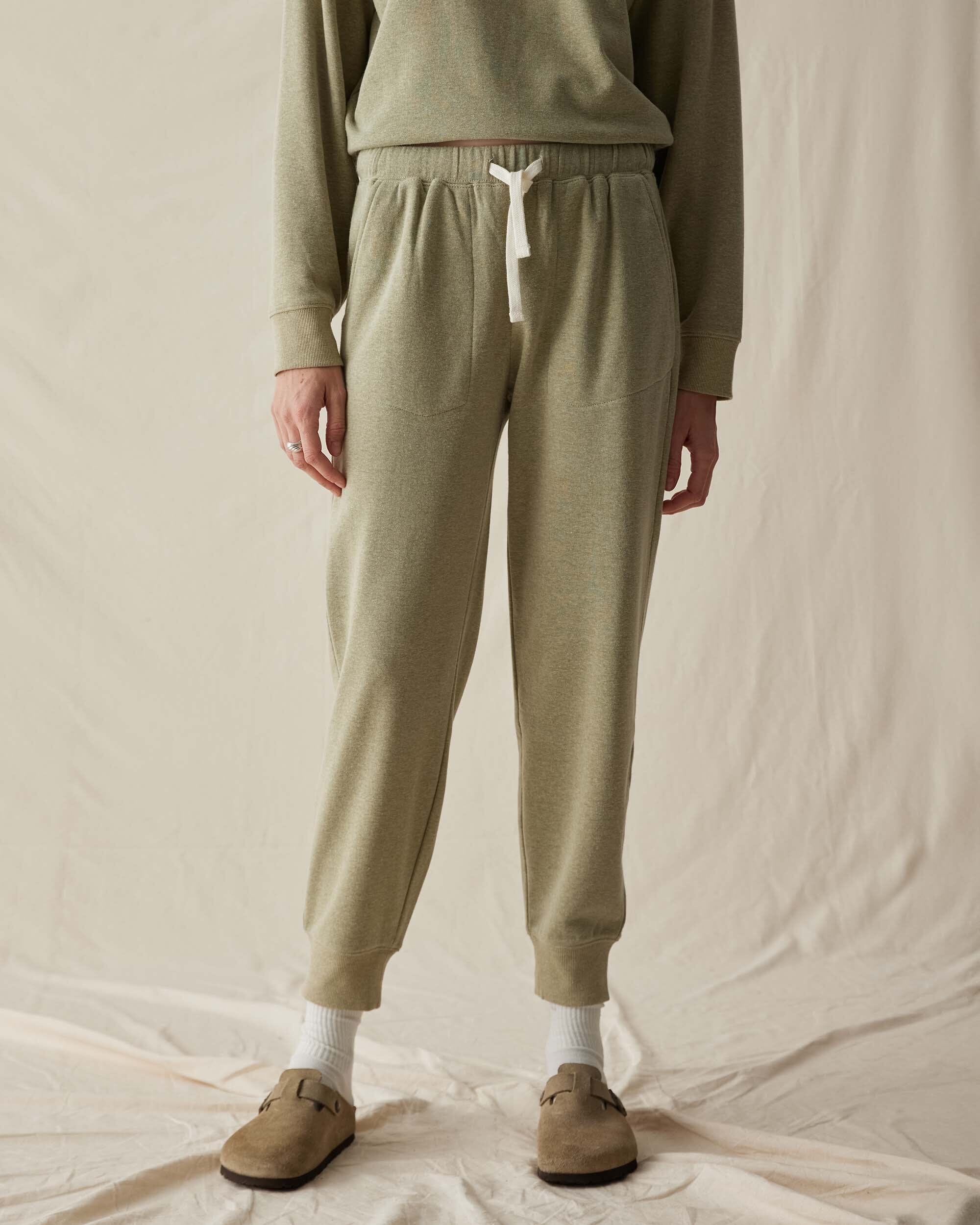 Womens April Lightweight Sweatpant - French Terry - Green Ground