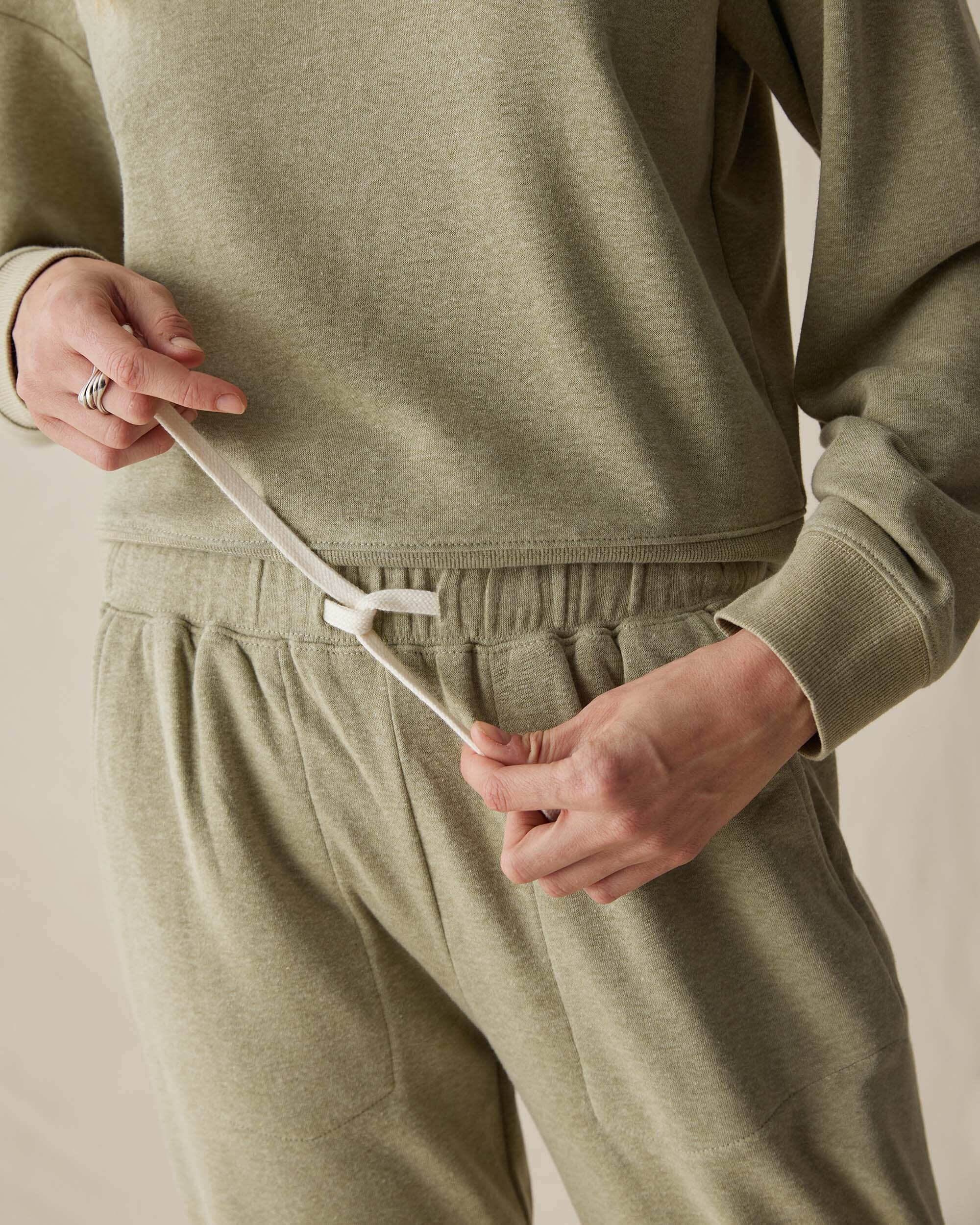 Womens April Lightweight Sweatpant - French Terry - Green Ground - Image 3