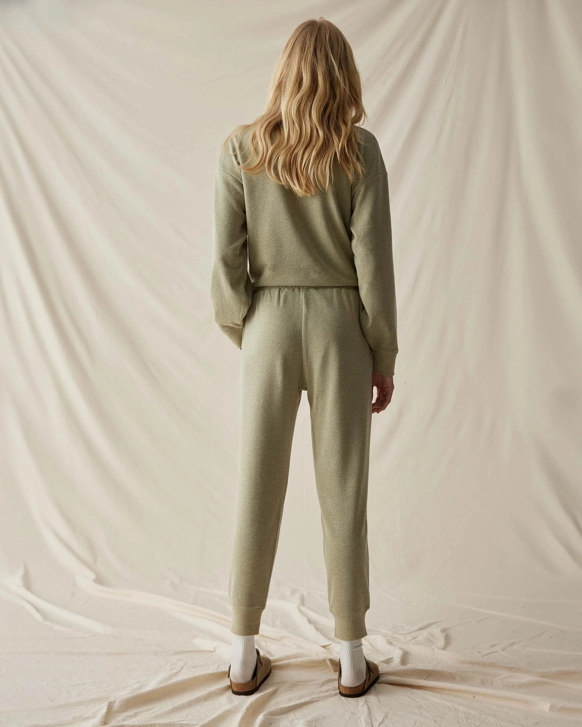 Womens April Lightweight Sweatpant - French Terry - Green Ground - Image 4