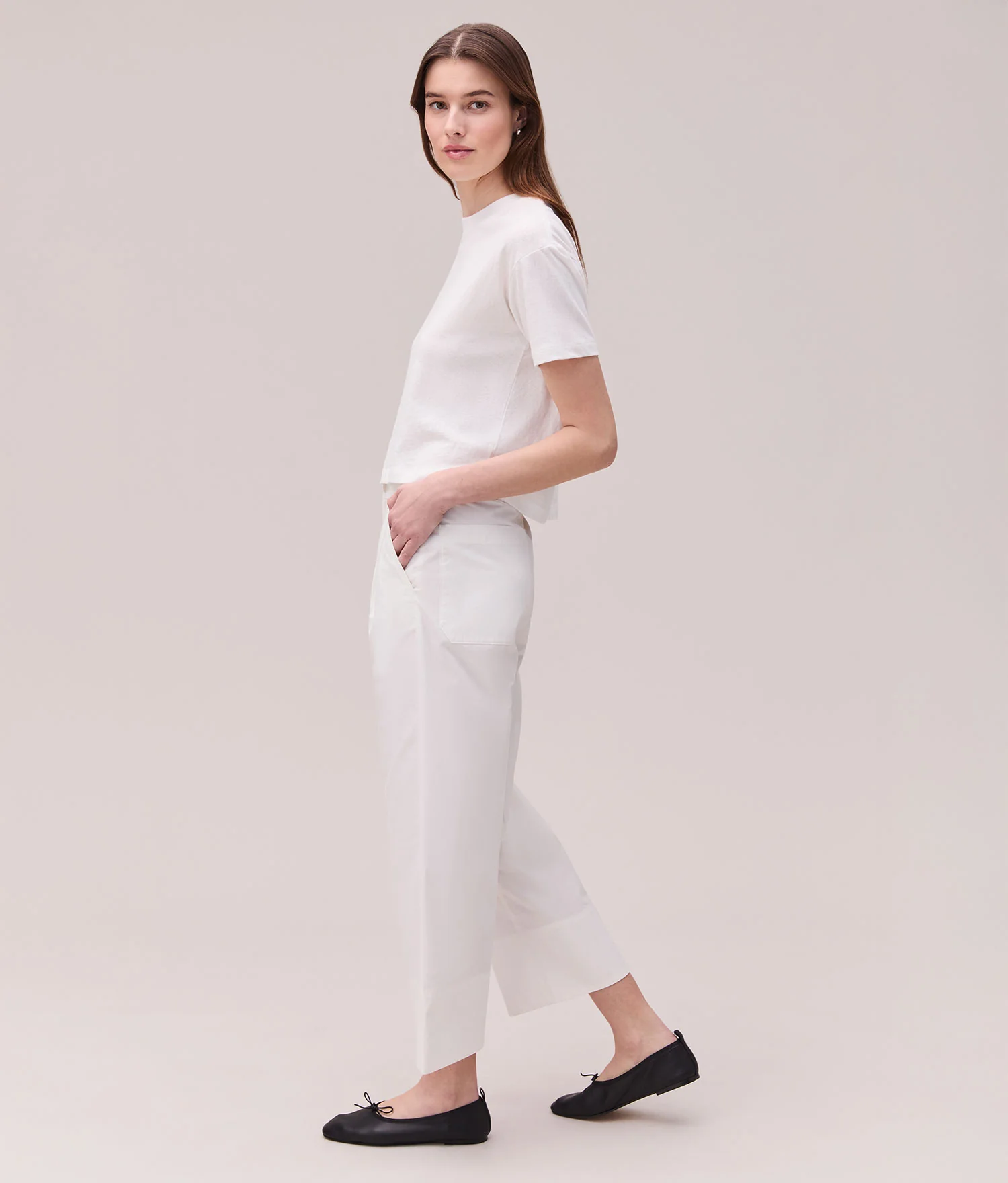 Womens Cotton Poplin Street Pant - Cotton Poplin - Coconut Milk - Image 3