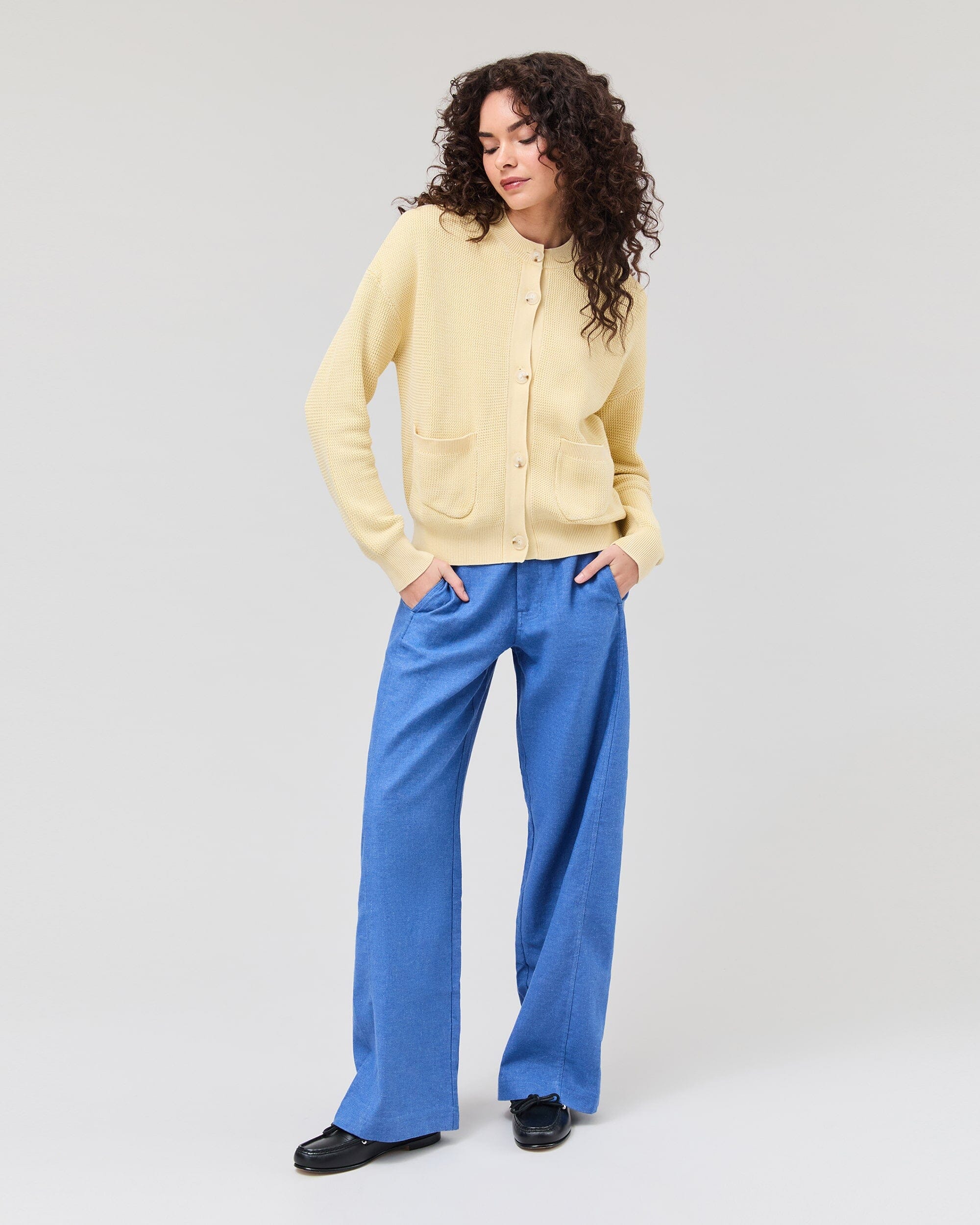 Womens Dune Cardigan - Cotton Sweater Knit - Golden Wheat - Image 2