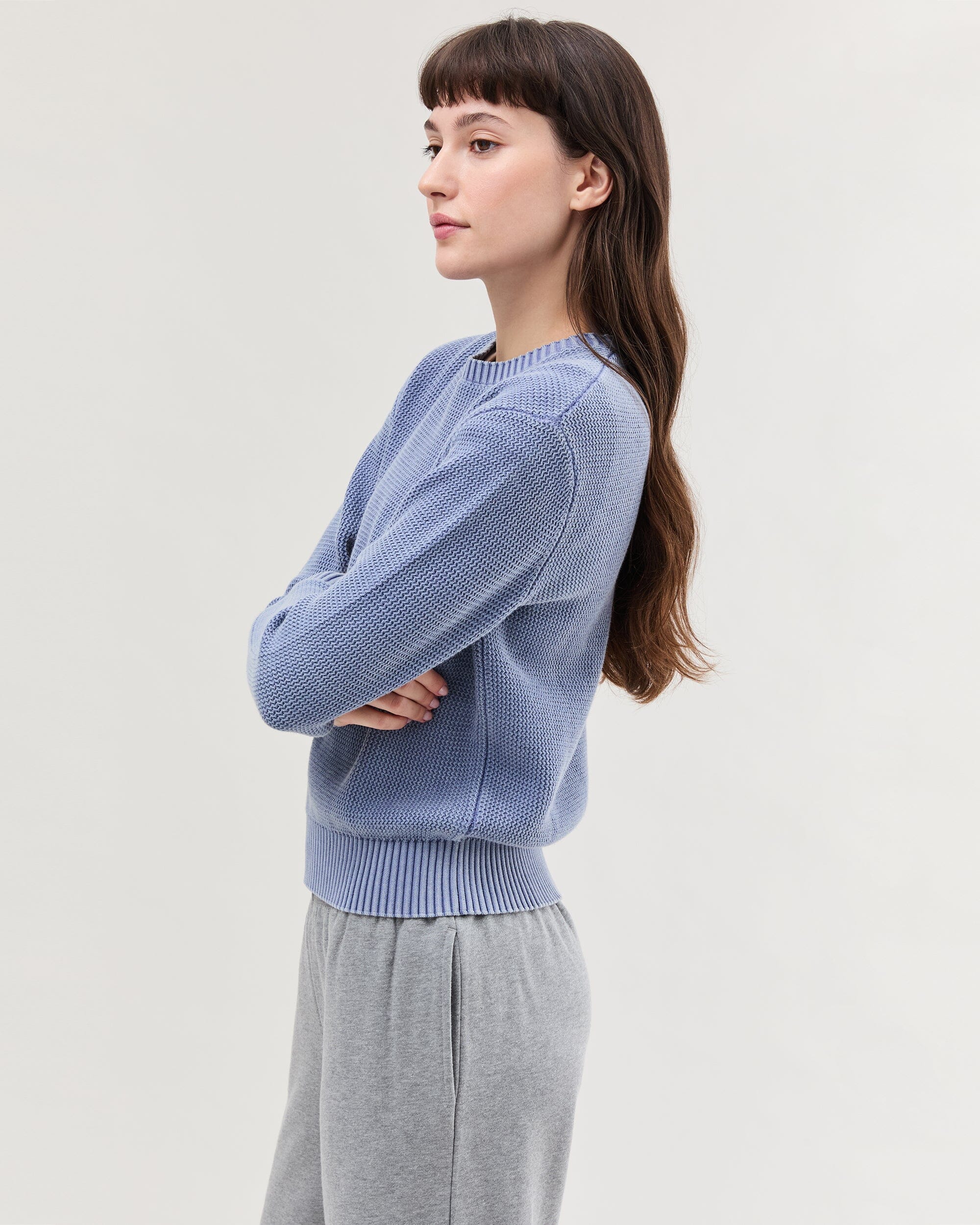 Womens Dune Sweater - Cotton Sweater Knit - Vintage Indigo - Image 3