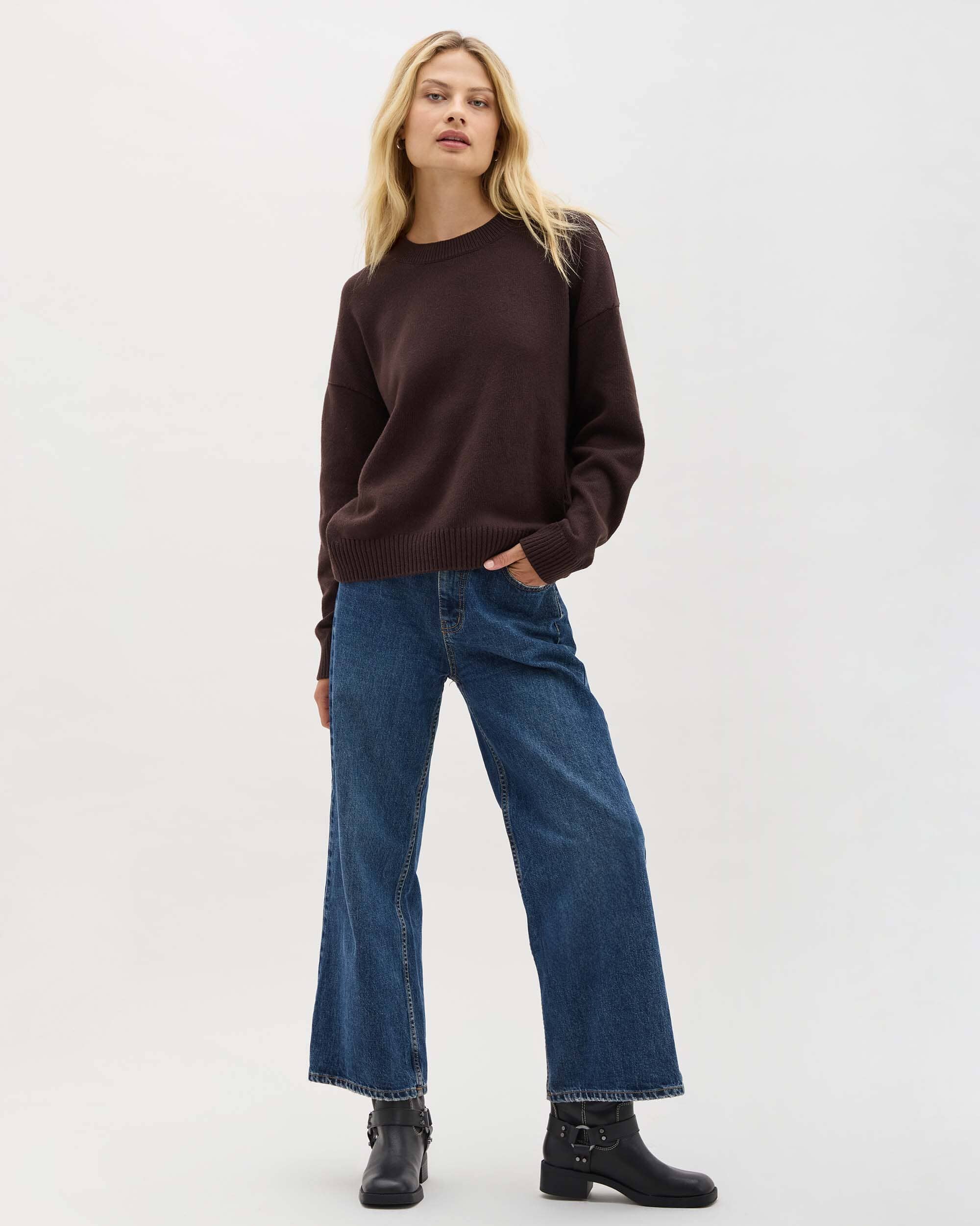 Womens Felicity Lightweight Sweater - Cotton Sweater Knit - Mole - Image 2