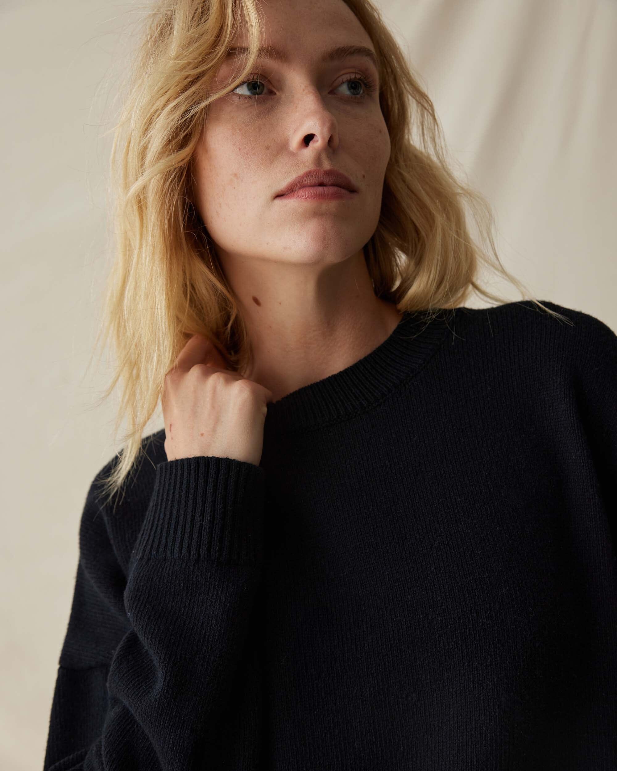 Womens Felicity Lightweight Sweater - Cotton Sweater Knit - Stretch Limo - Image 4