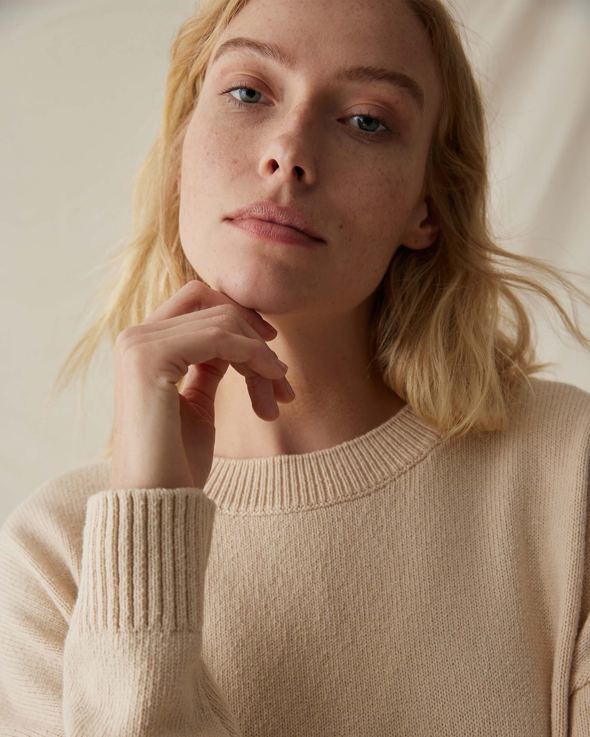 Womens Felicity Lightweight Sweater - Cotton Sweater Knit - Whitecap - Image 4