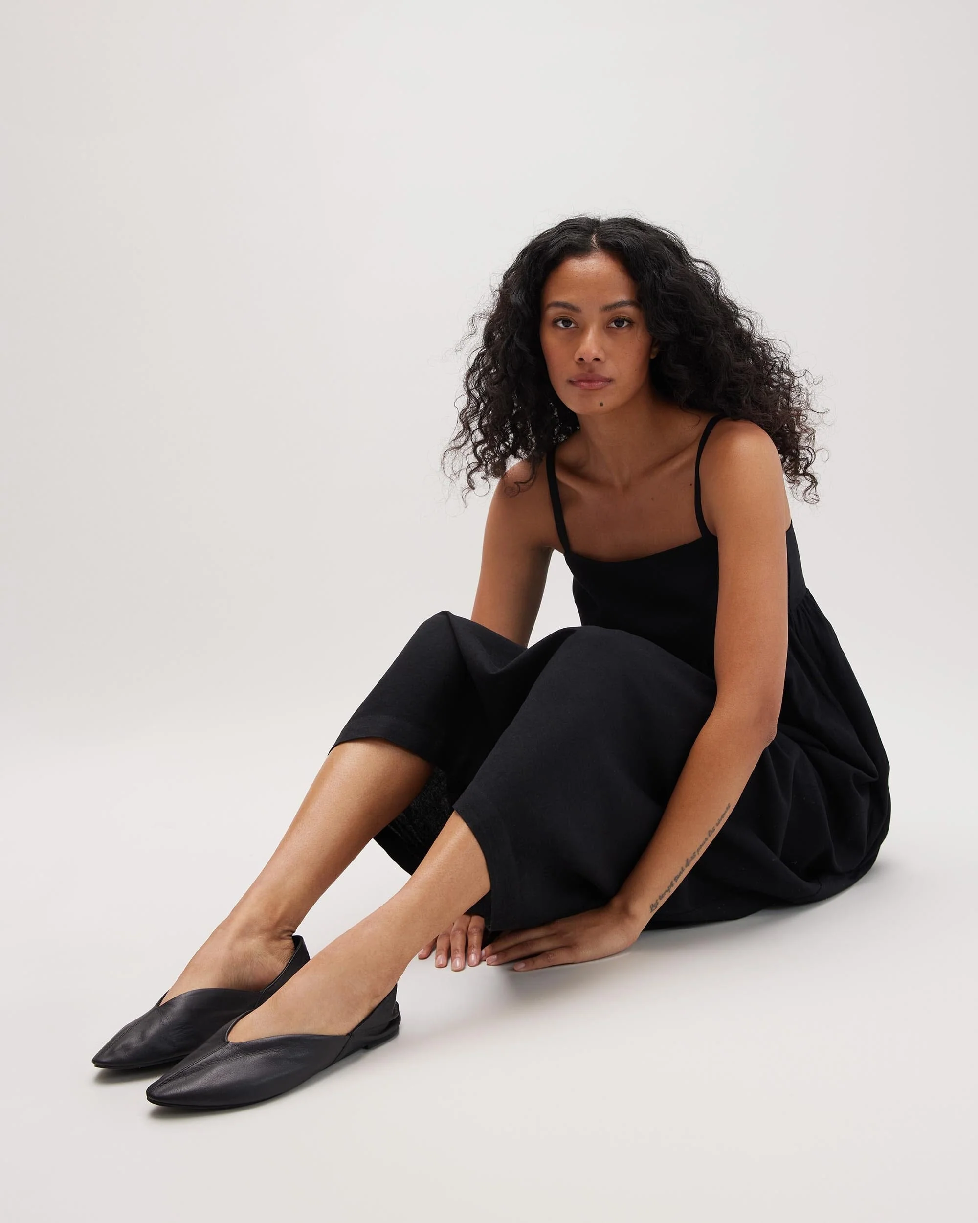 Womens Linen Maxi Dress - Rayon Linen Woven - Black - Image 2
