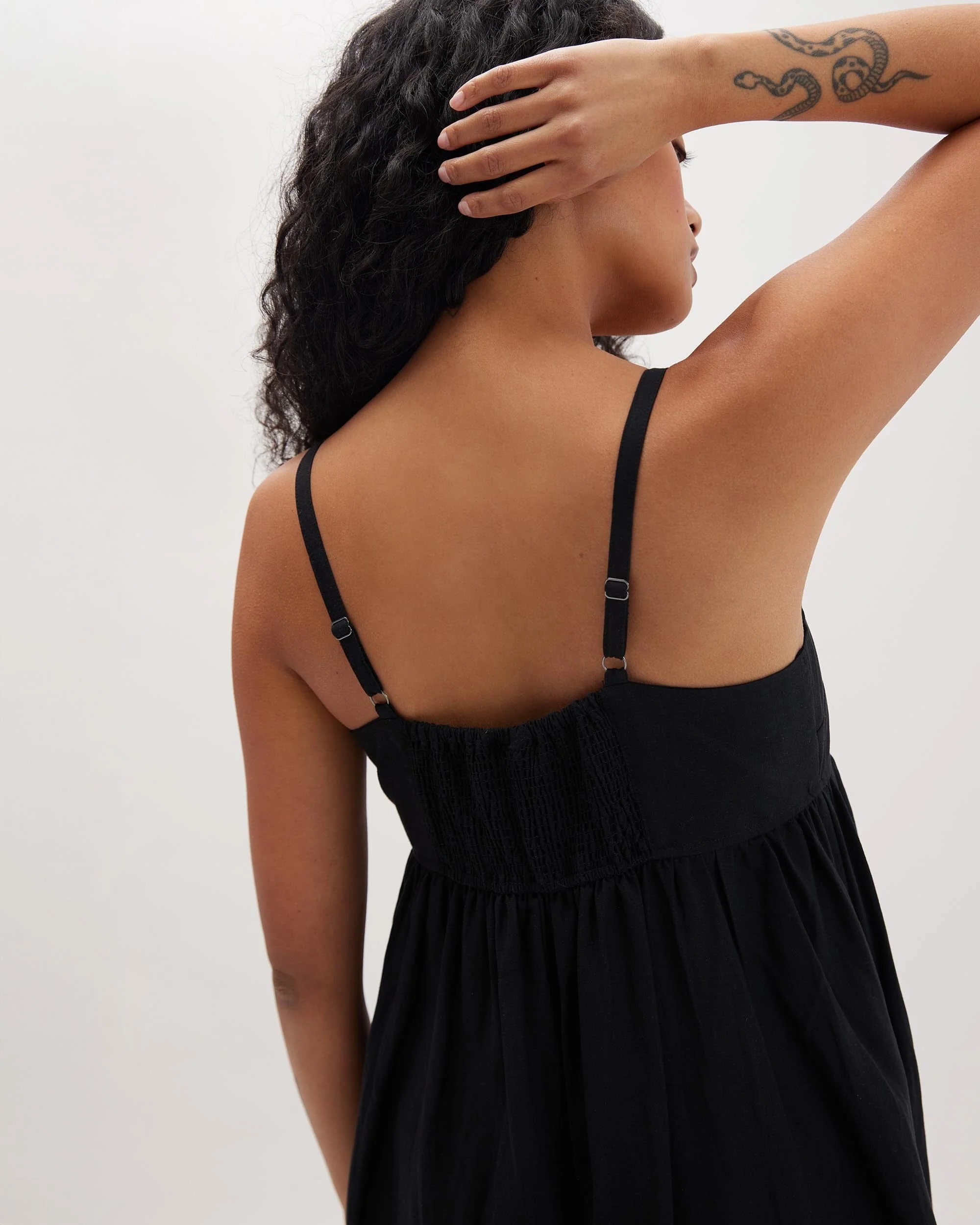Womens Linen Maxi Dress - Rayon Linen Woven - Black - Image 5