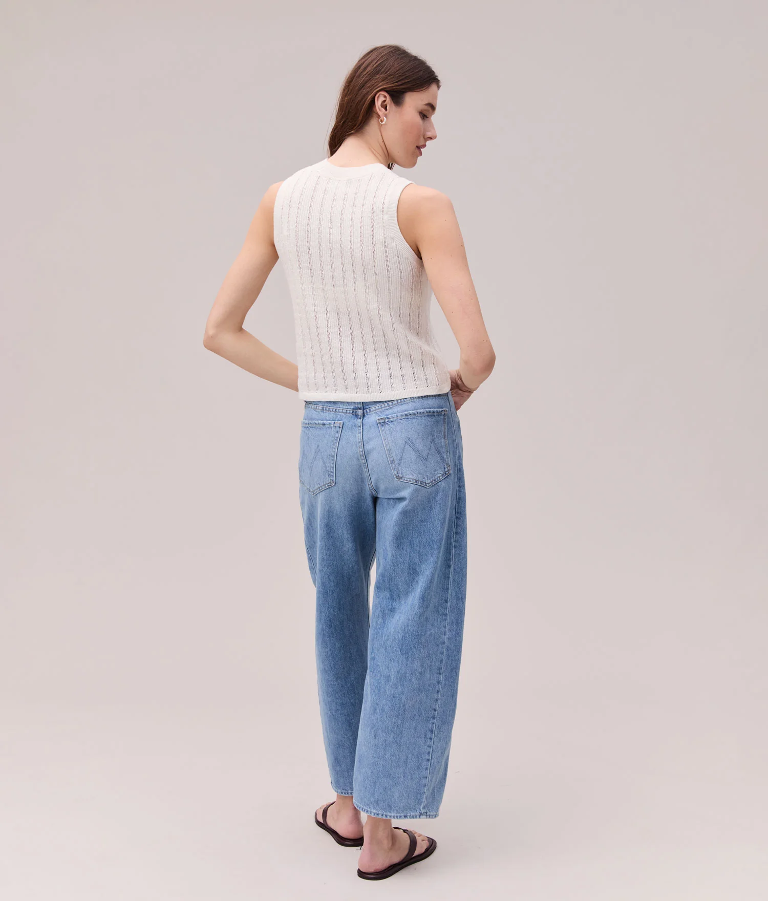 Womens Organic Cotton Knit Tank - Cotton Sweater Knit - Coconut Milk - Image 2