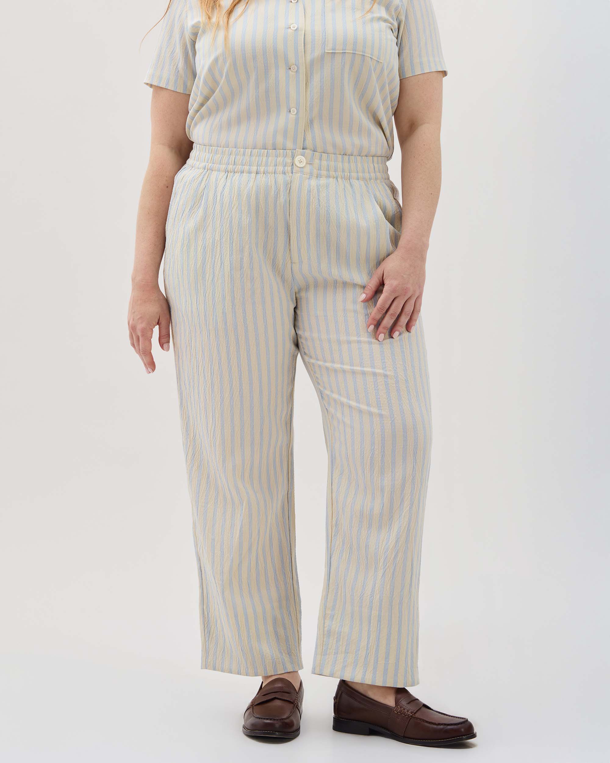 Womens Palermo Street Pant - Poly Seer Sucker Stripe - Vanilla Blue Stripe - Image 3