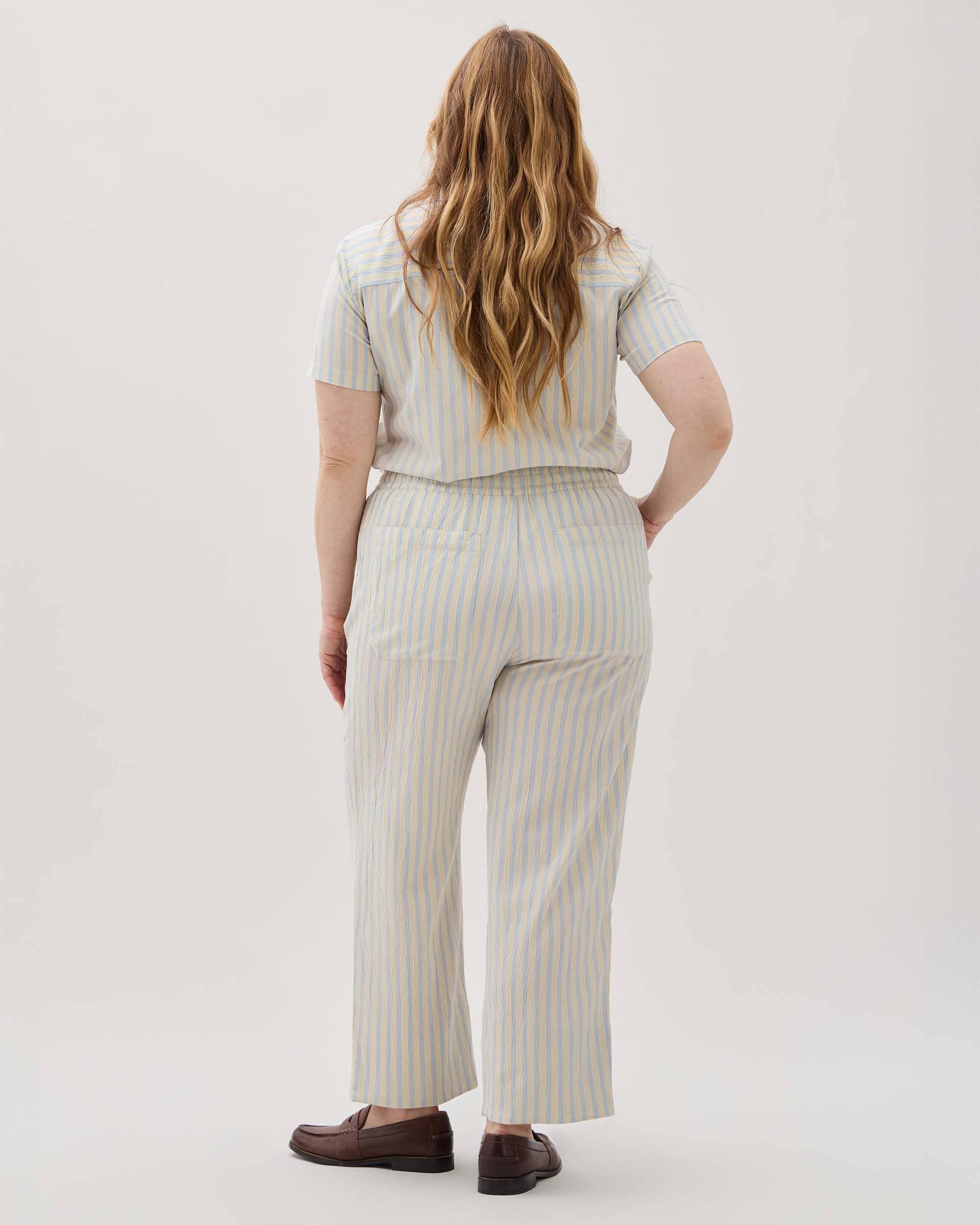 Womens Palermo Street Pant - Poly Seer Sucker Stripe - Vanilla Blue Stripe - Image 4