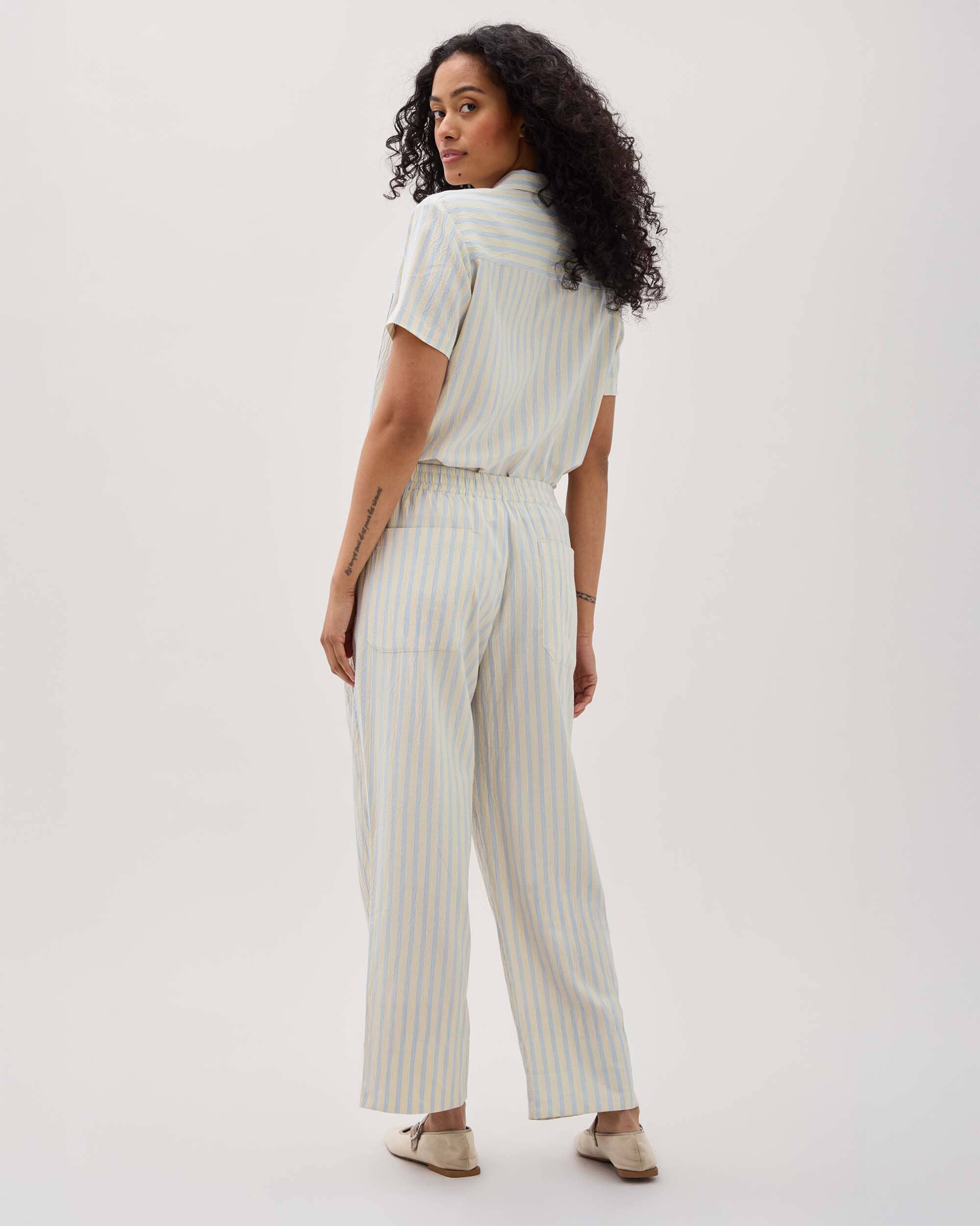 Womens Palermo Street Pant - Poly Seer Sucker Stripe - Vanilla Blue Stripe - Image 6