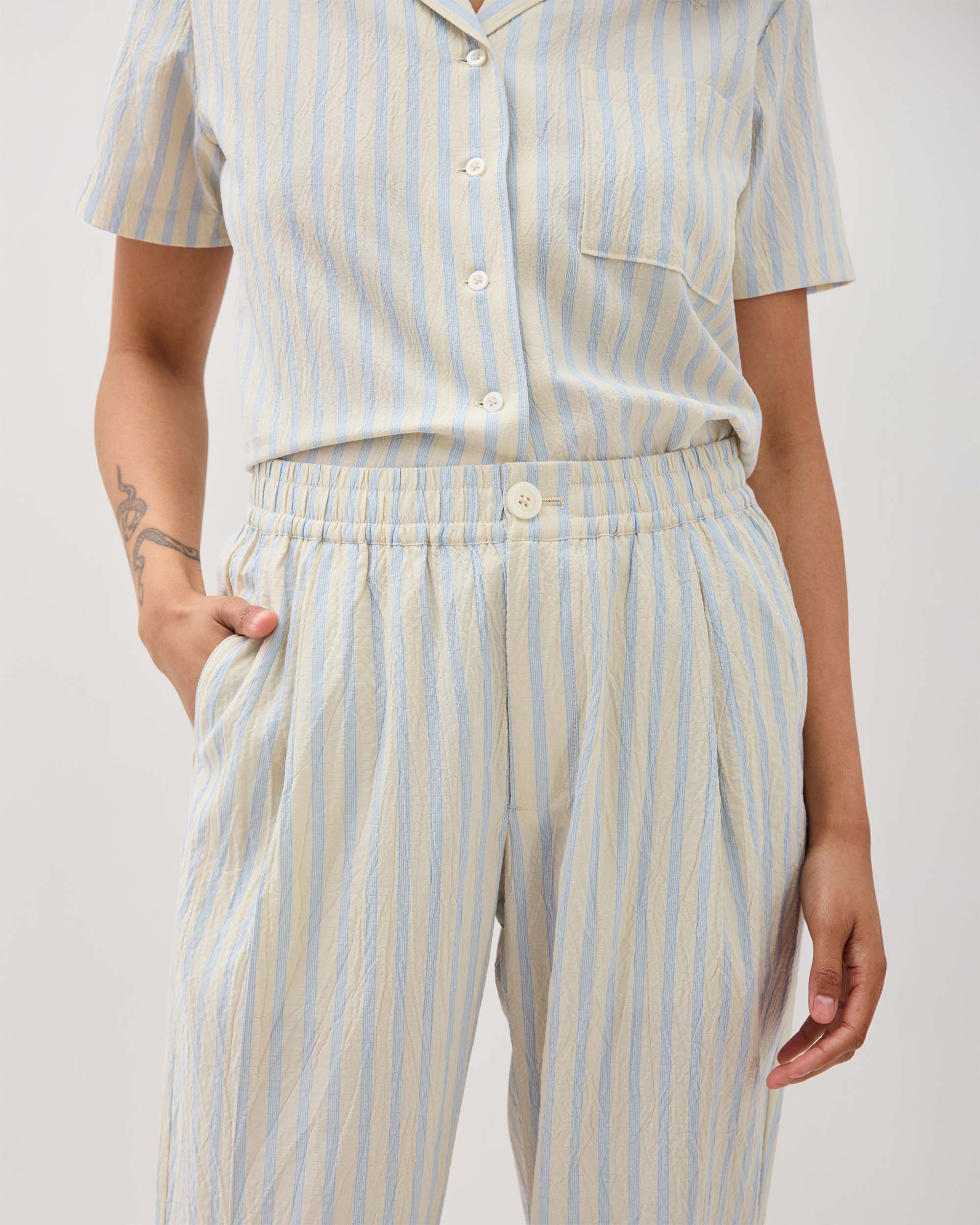 Womens Palermo Street Pant - Poly Seer Sucker Stripe - Vanilla Blue Stripe - Image 7