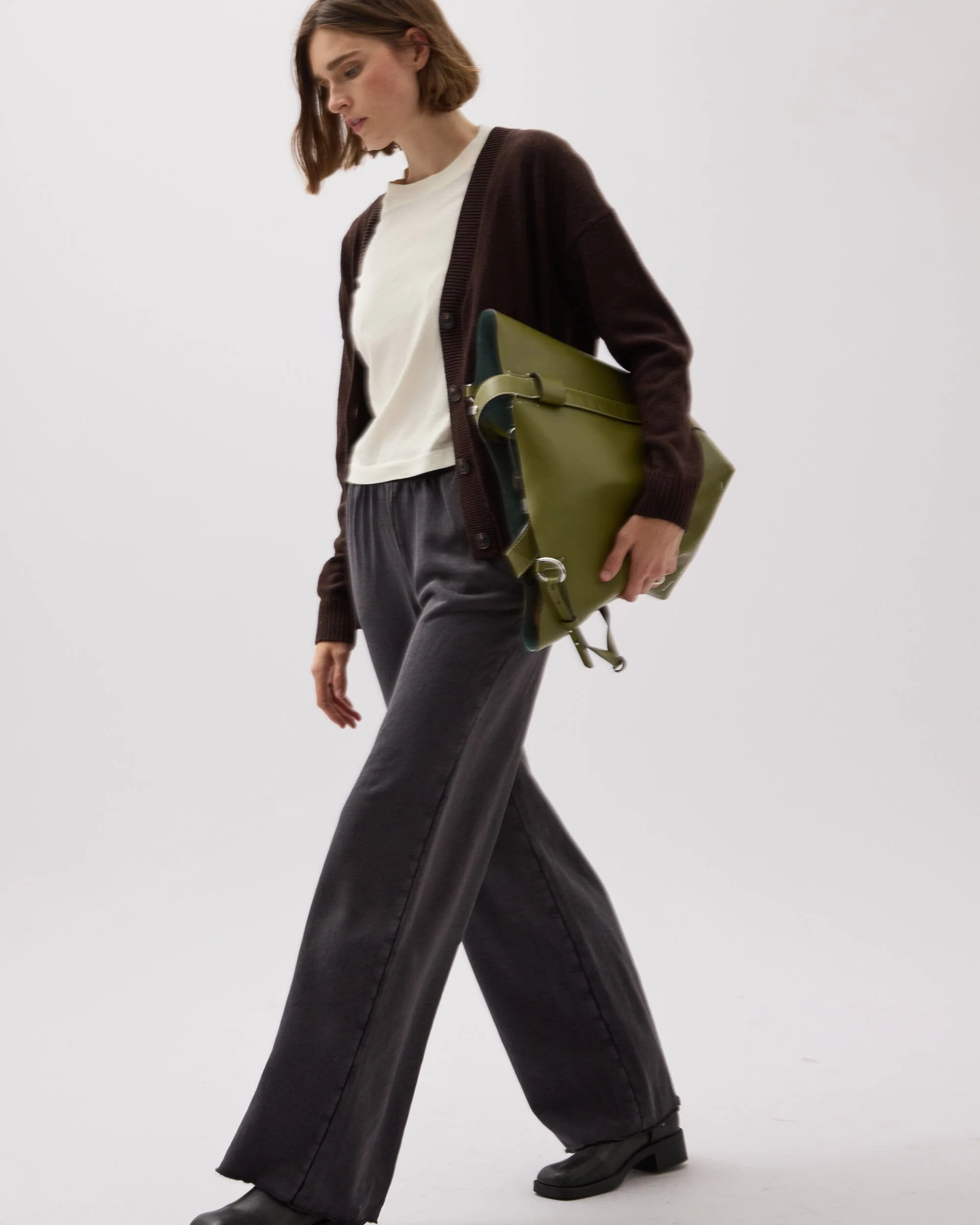 Womens Recycled Fleece Wide Leg Pant - Recycled Fleece - Mineral Black - Image 2