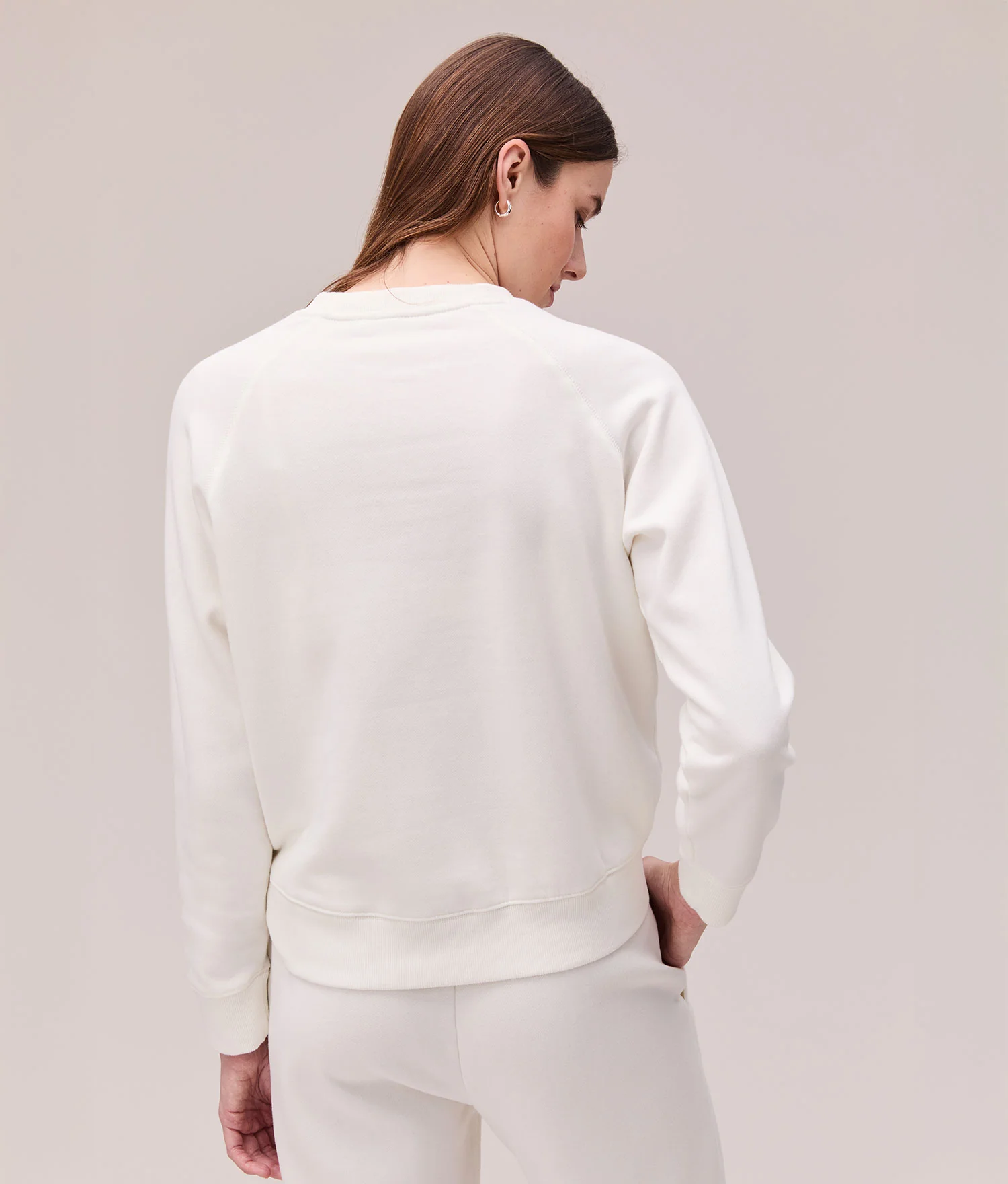 Womens Recycled Fleece Classic Sweatshirt - Recycled Fleece - Coconut Milk - Image 2