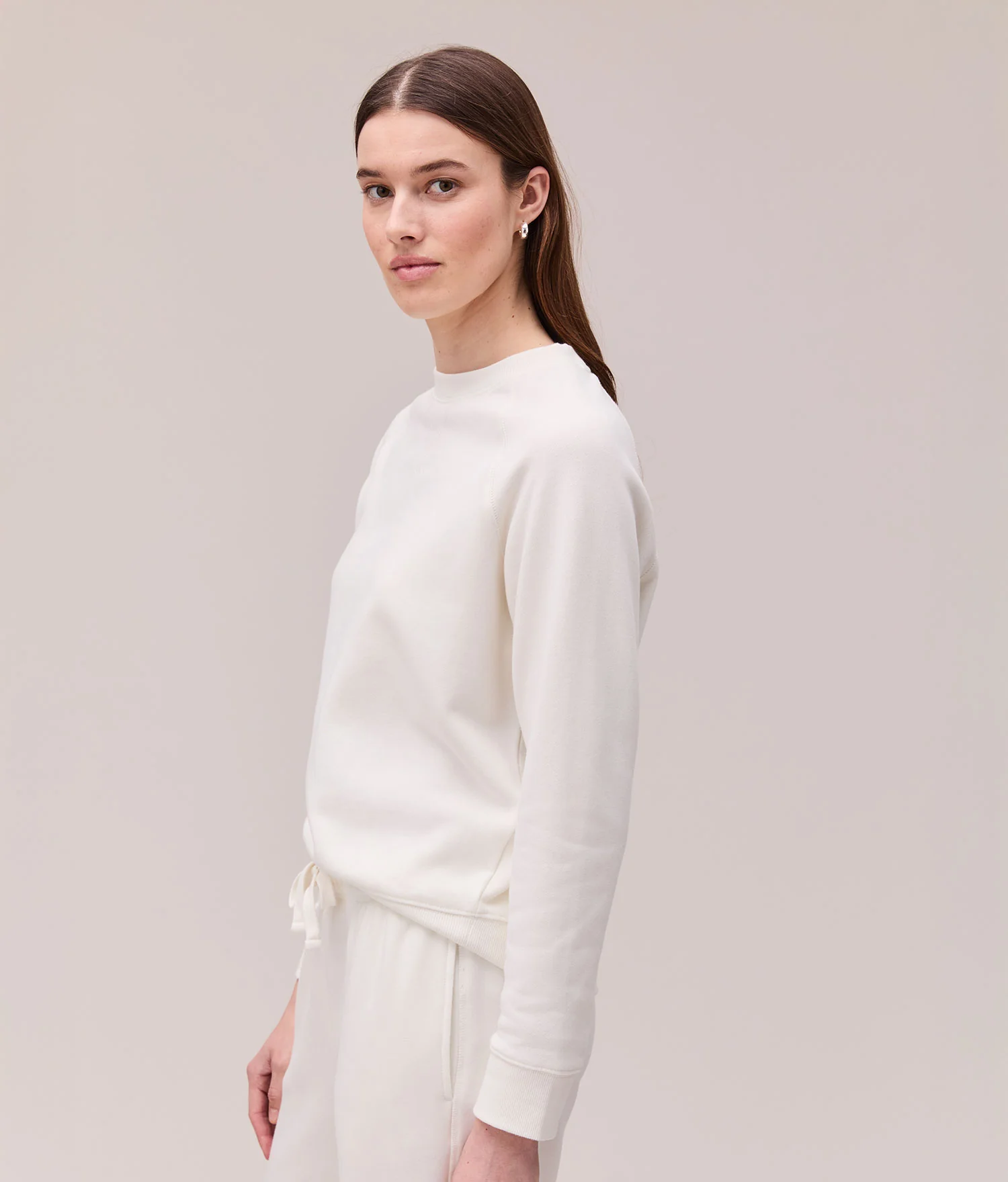 Womens Recycled Fleece Classic Sweatshirt - Recycled Fleece - Coconut Milk - Image 4