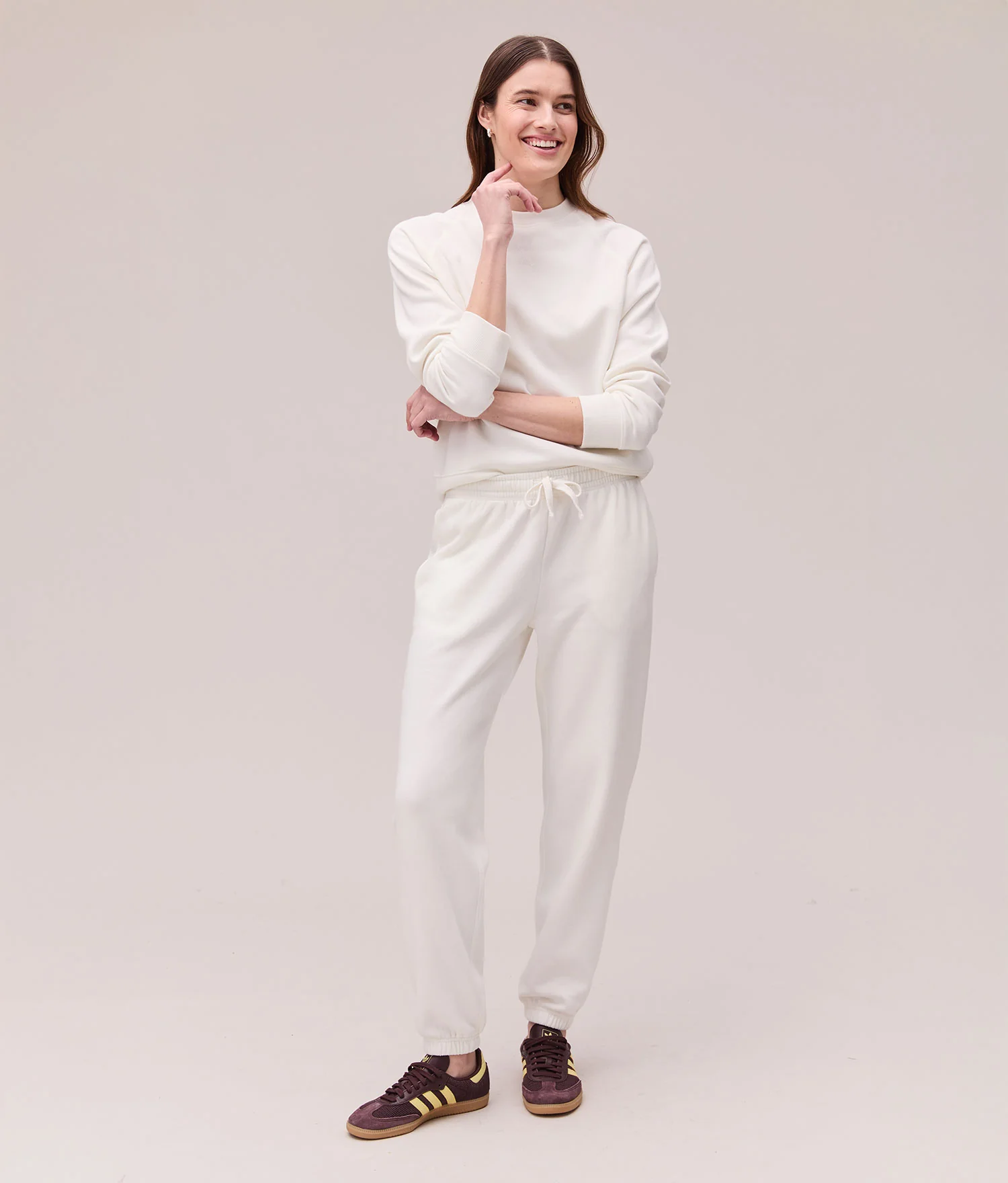 Womens Recycled Fleece Classic Sweatshirt - Recycled Fleece - Coconut Milk - Image 5