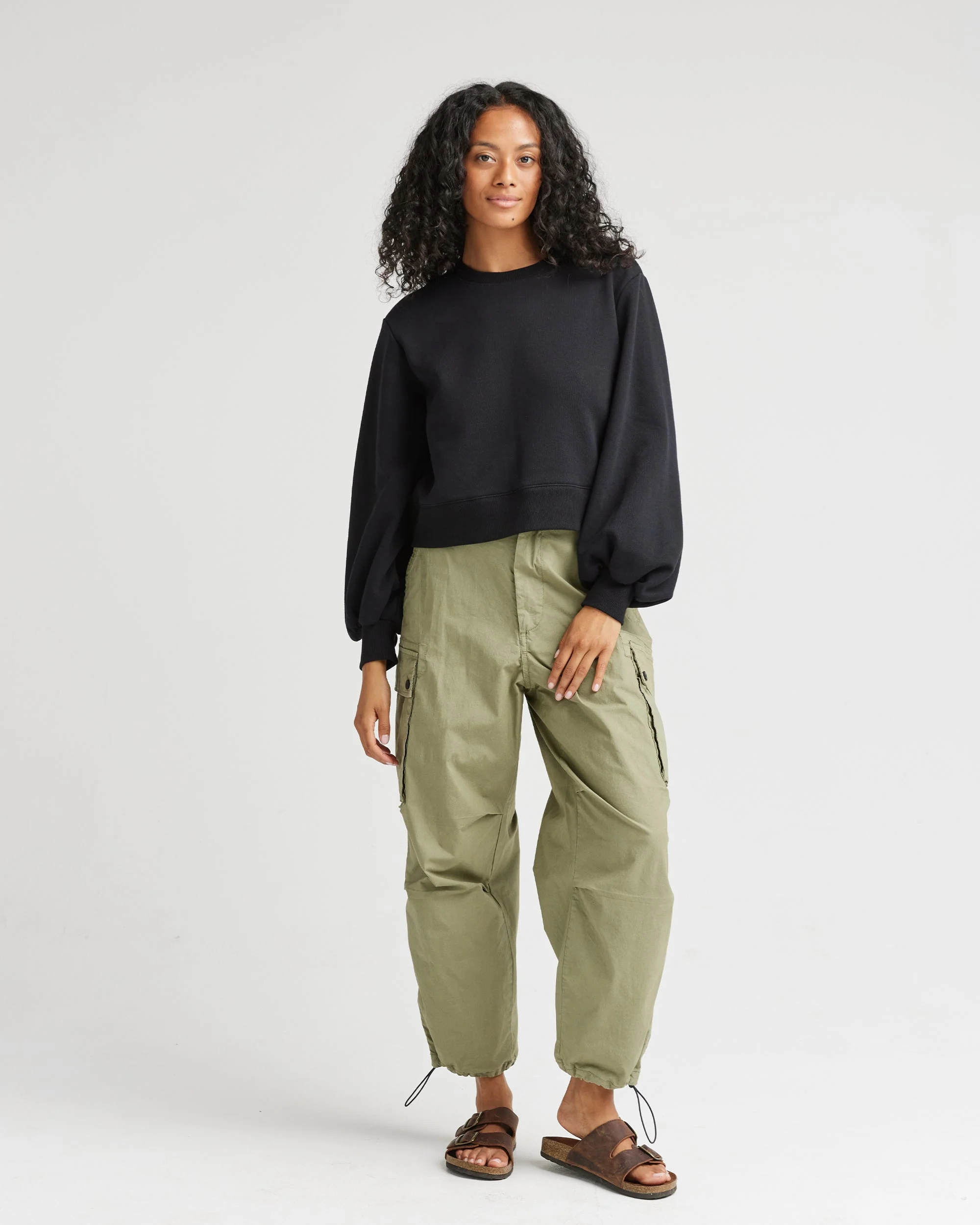 Womens Recycled Fleece Cropped Sweatshirt - Recycled Fleece - Black - Image 5