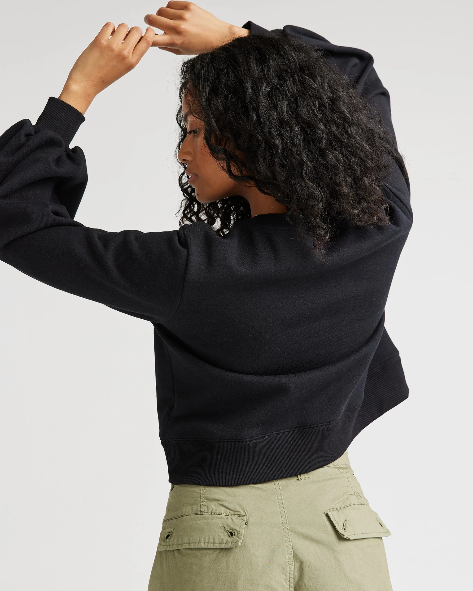 Womens Recycled Fleece Cropped Sweatshirt - Recycled Fleece - Black - Image 6