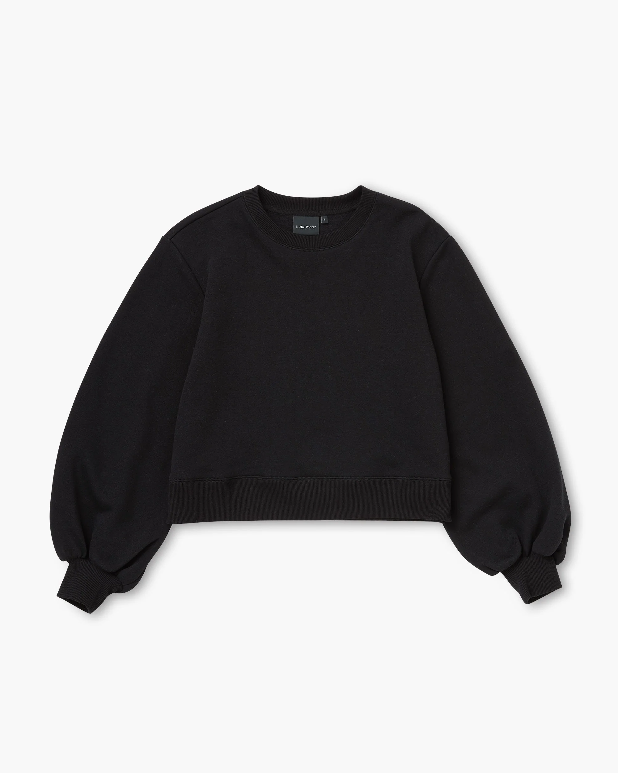 Womens Recycled Fleece Cropped Sweatshirt - Recycled Fleece - Black - Image 8