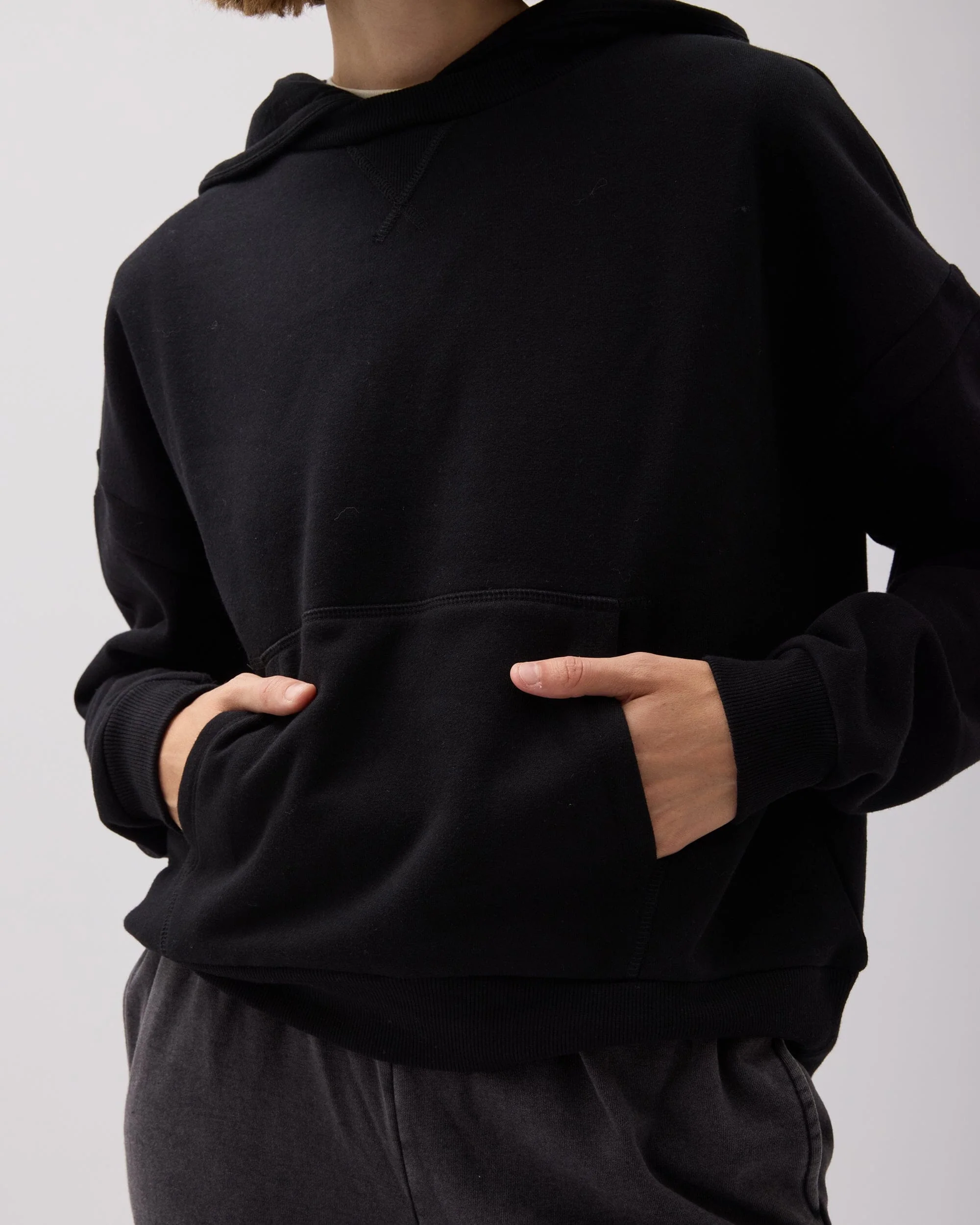 Womens Recycled Fleece Hoodie - Recycled Fleece - Black - Image 5