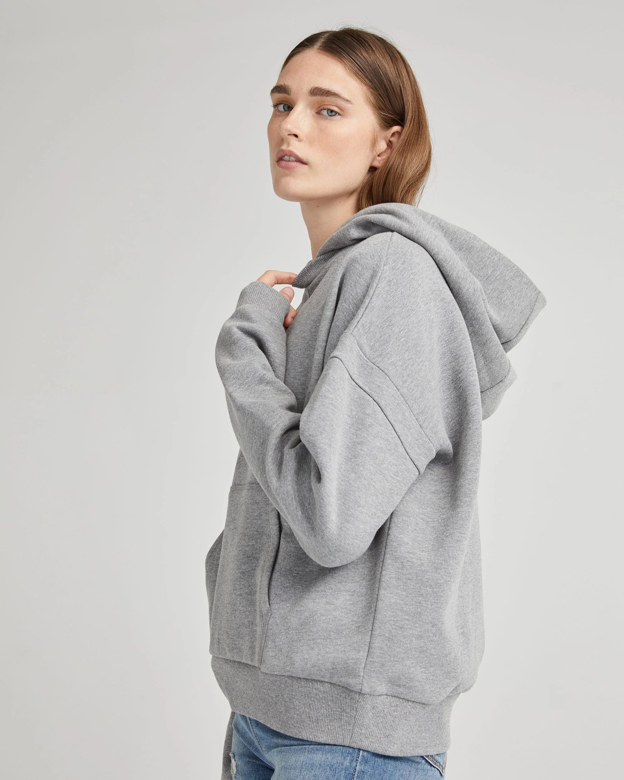 Womens Recycled Fleece Hoodie - Recycled Fleece - Heather Grey - Image 2