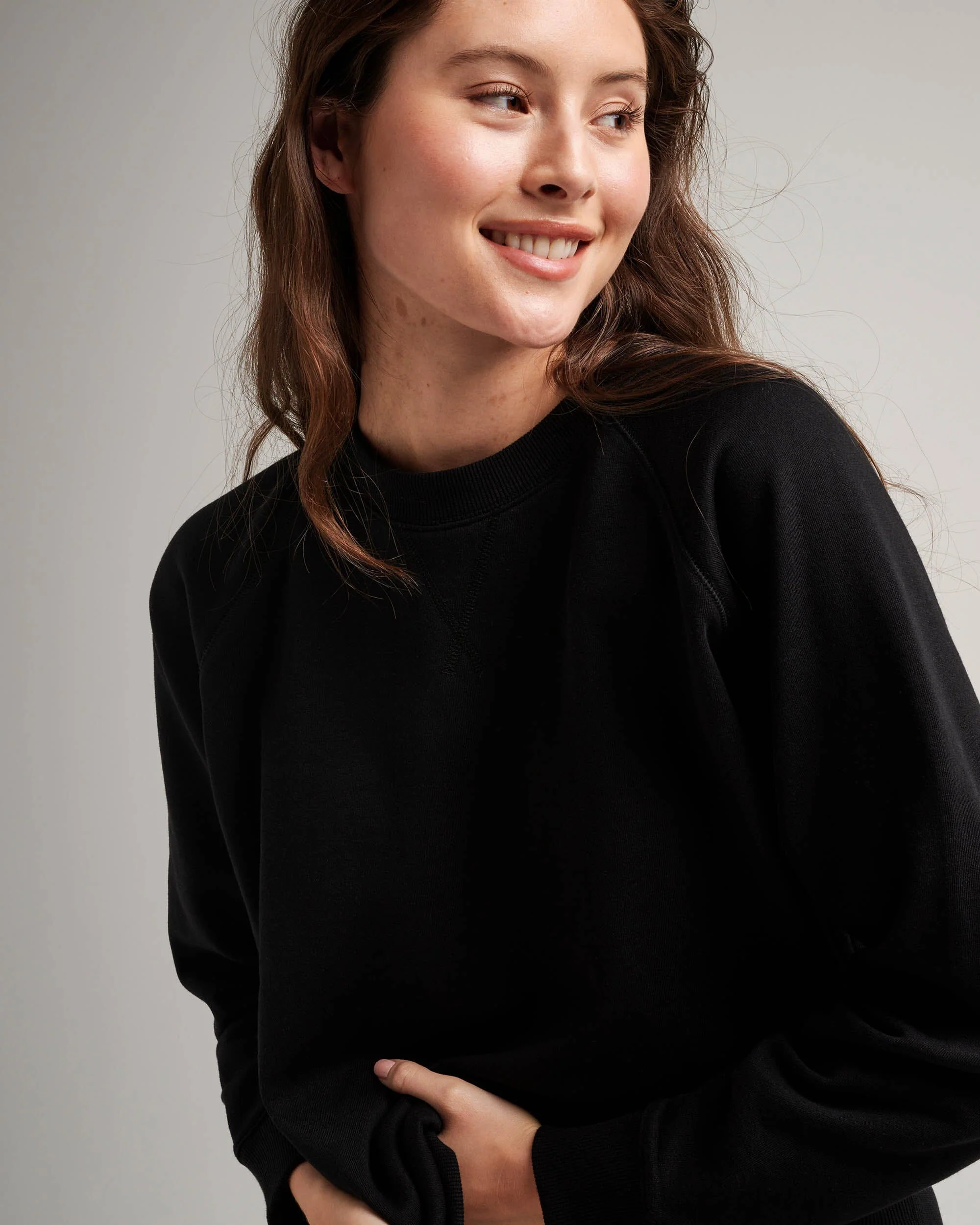 Womens Recycled Fleece Sweatshirt - Recycled Fleece - Black - Image 4