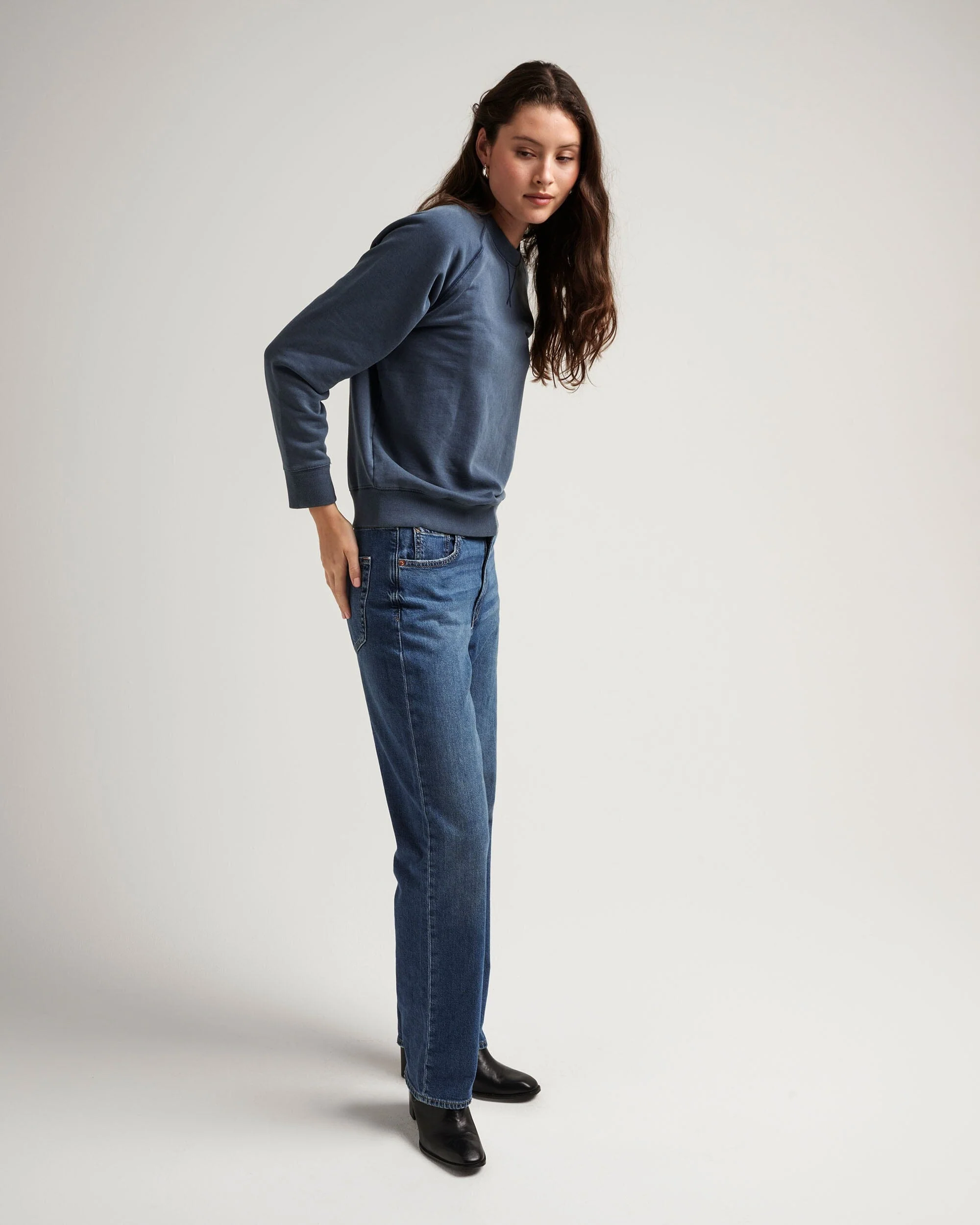 Womens Recycled Fleece Sweatshirt - Recycled Fleece - Mineral Moonlit Ocean - Image 4