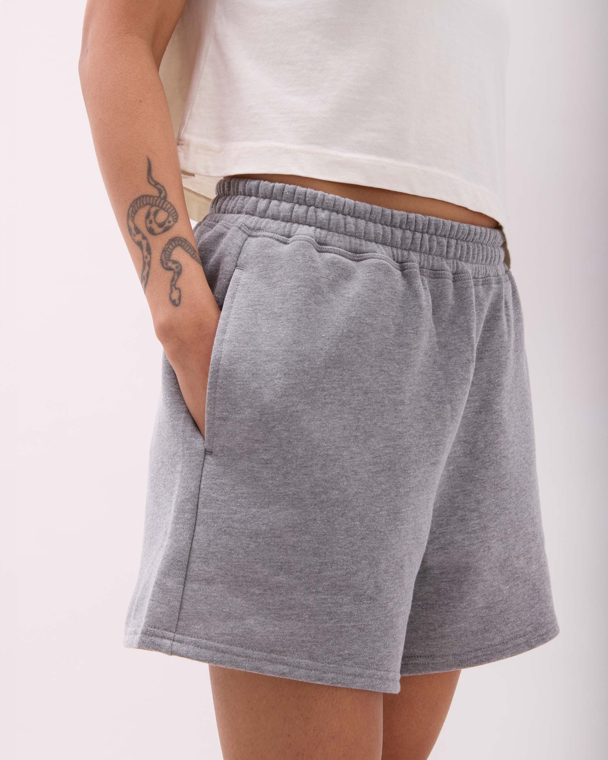 Womens Recycled Fleece Sweatshort - Recycled Fleece - Heather Grey - Image 5