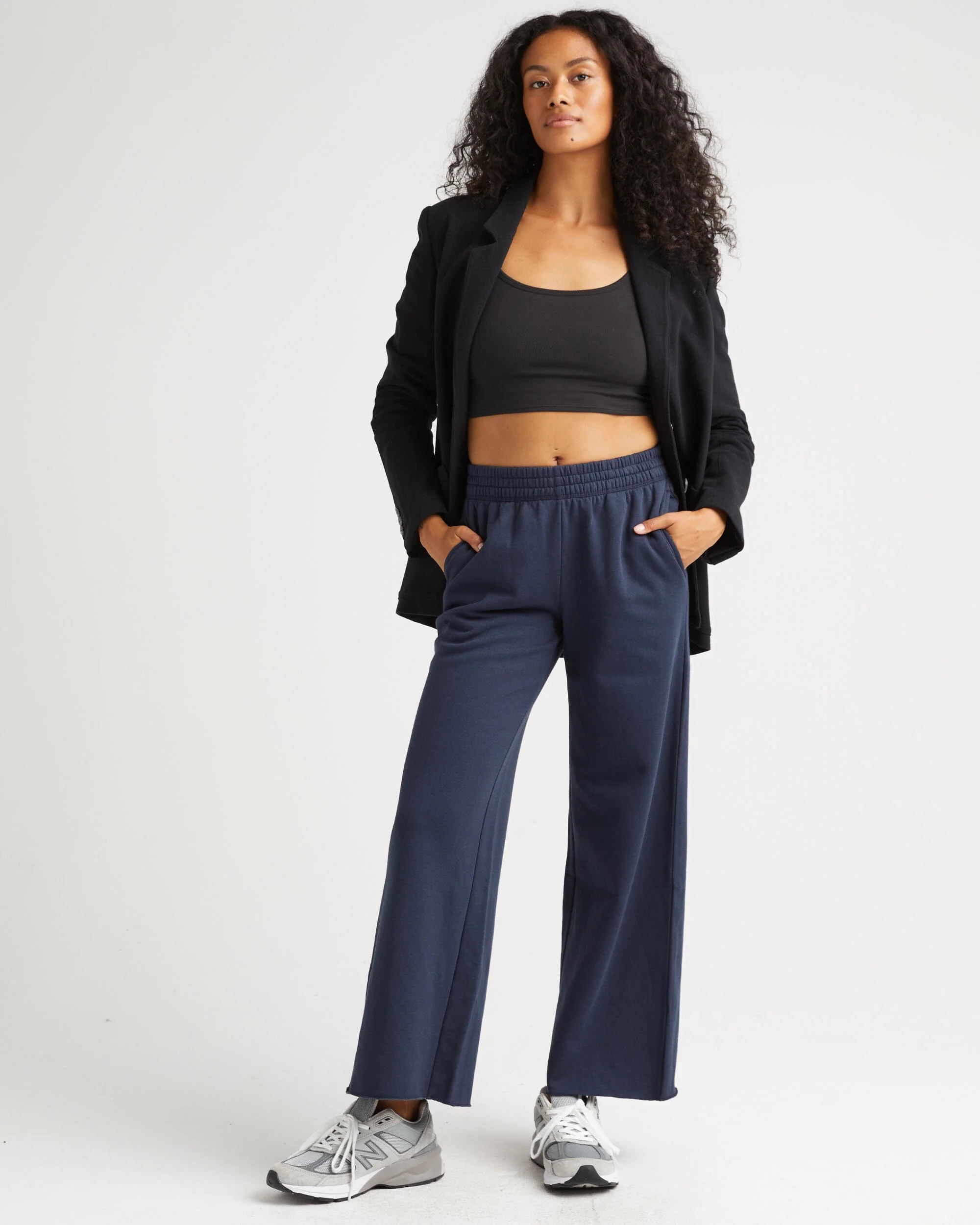 Womens Recycled Fleece Wide Leg Pant - Recycled Fleece - Blue Nights - Image 3