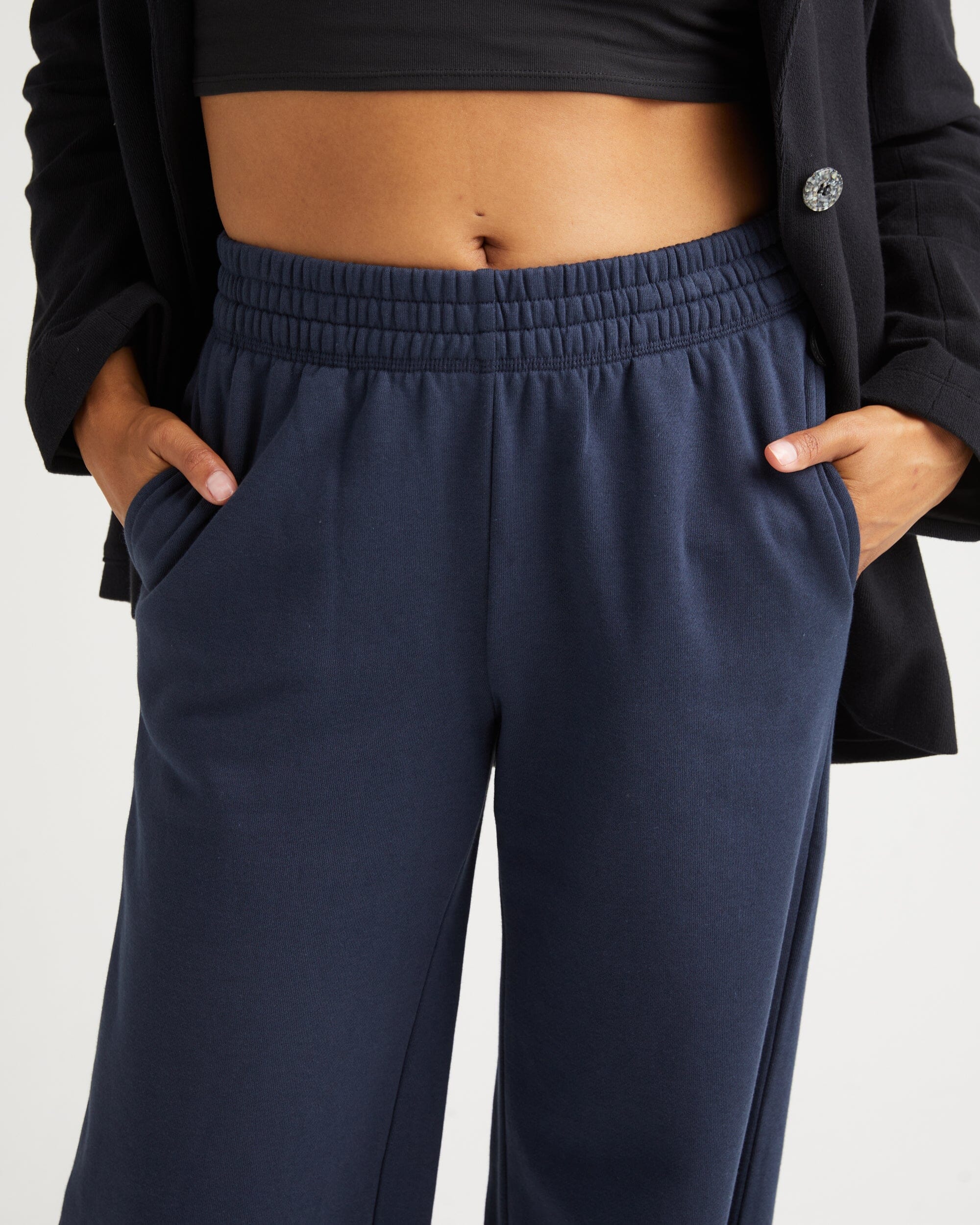 Womens Recycled Fleece Wide Leg Pant - Recycled Fleece - Blue Nights - Image 4