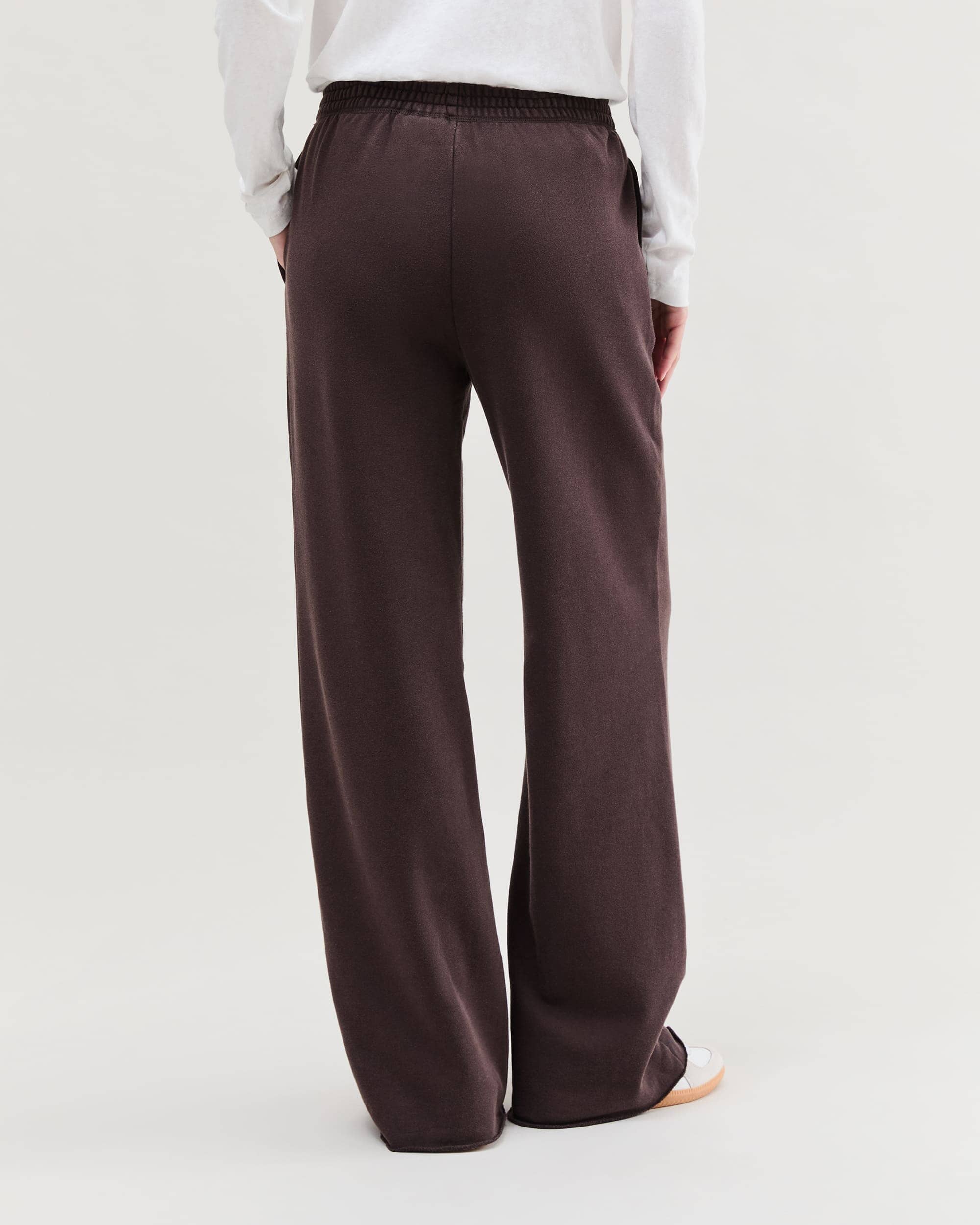 Womens Recycled Fleece Wide Leg Pant - Recycled Fleece - Mineral Ganache - Image 4