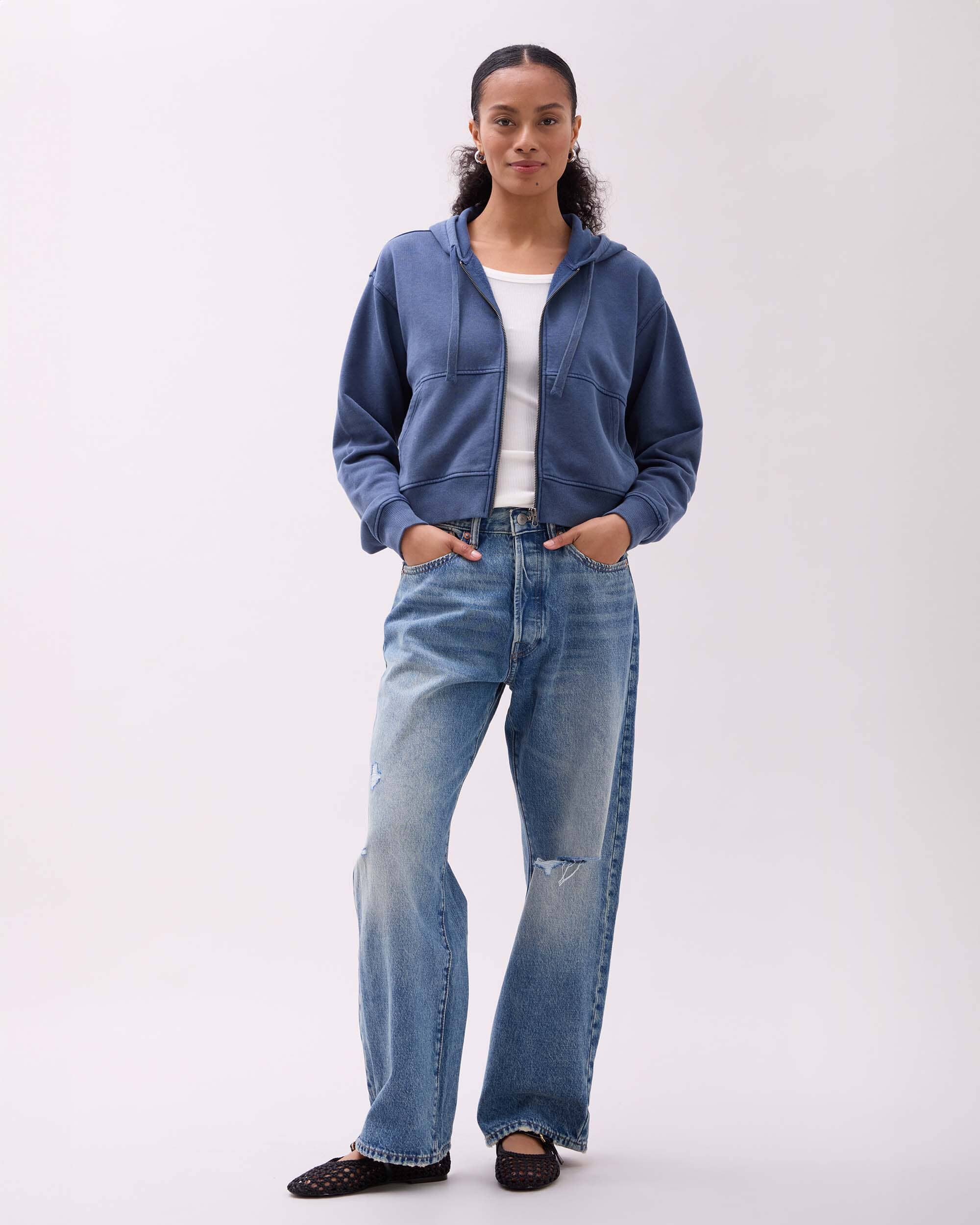 Womens Recycled Fleece Zip Hoodie - Recycled Fleece - Mineral Moonlit Ocean - Image 2