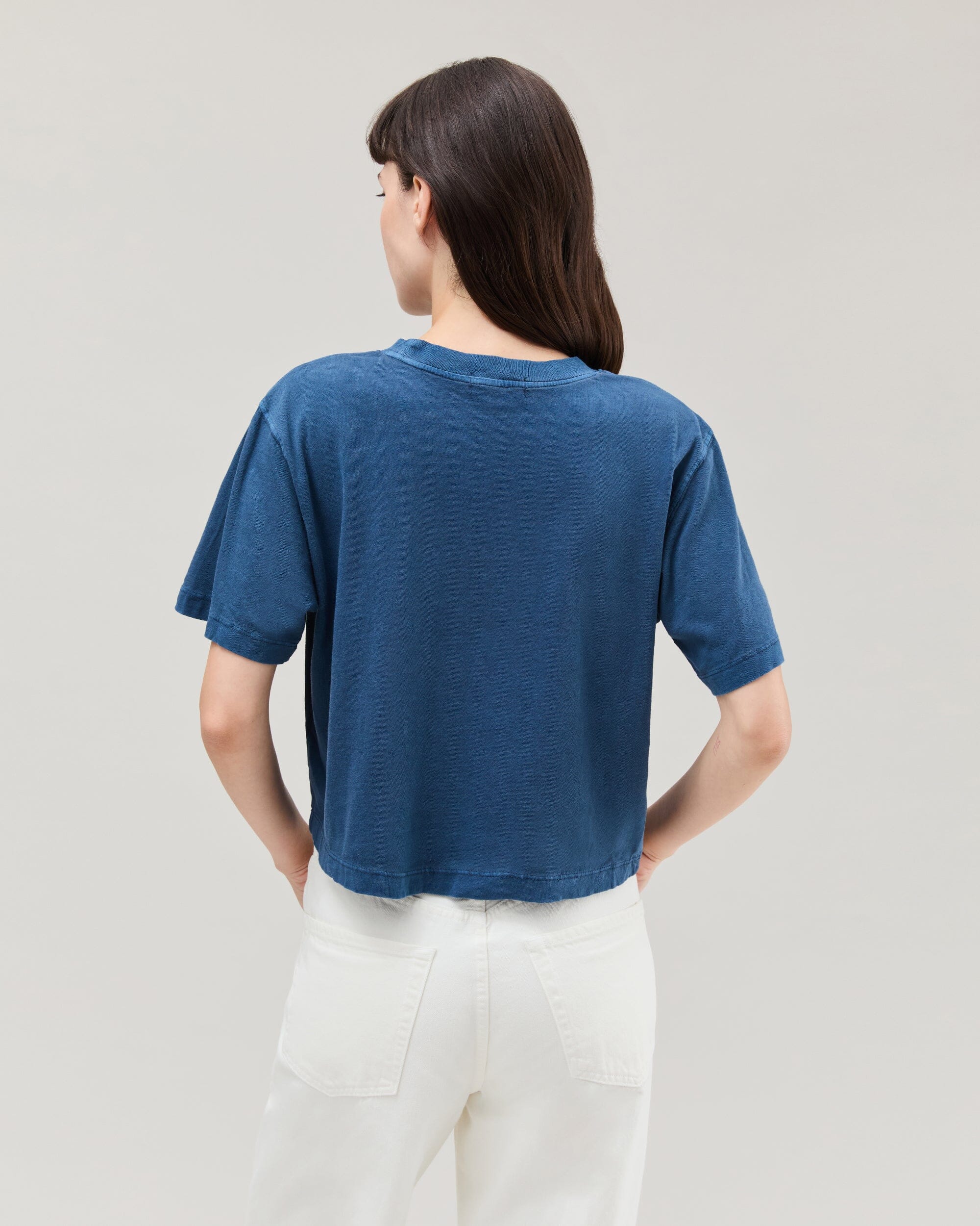 Womens Relaxed Crop Tee - Pigment Dye Jersey - Moonlit Ocean - Image 4