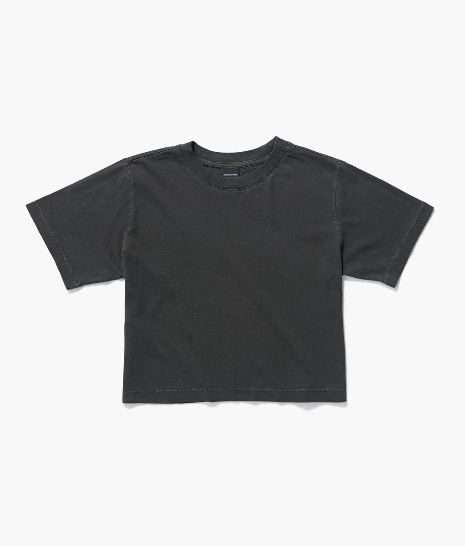 Womens Relaxed Crop Tee - Pigment Dye Jersey - Stretch Limo - Image 6
