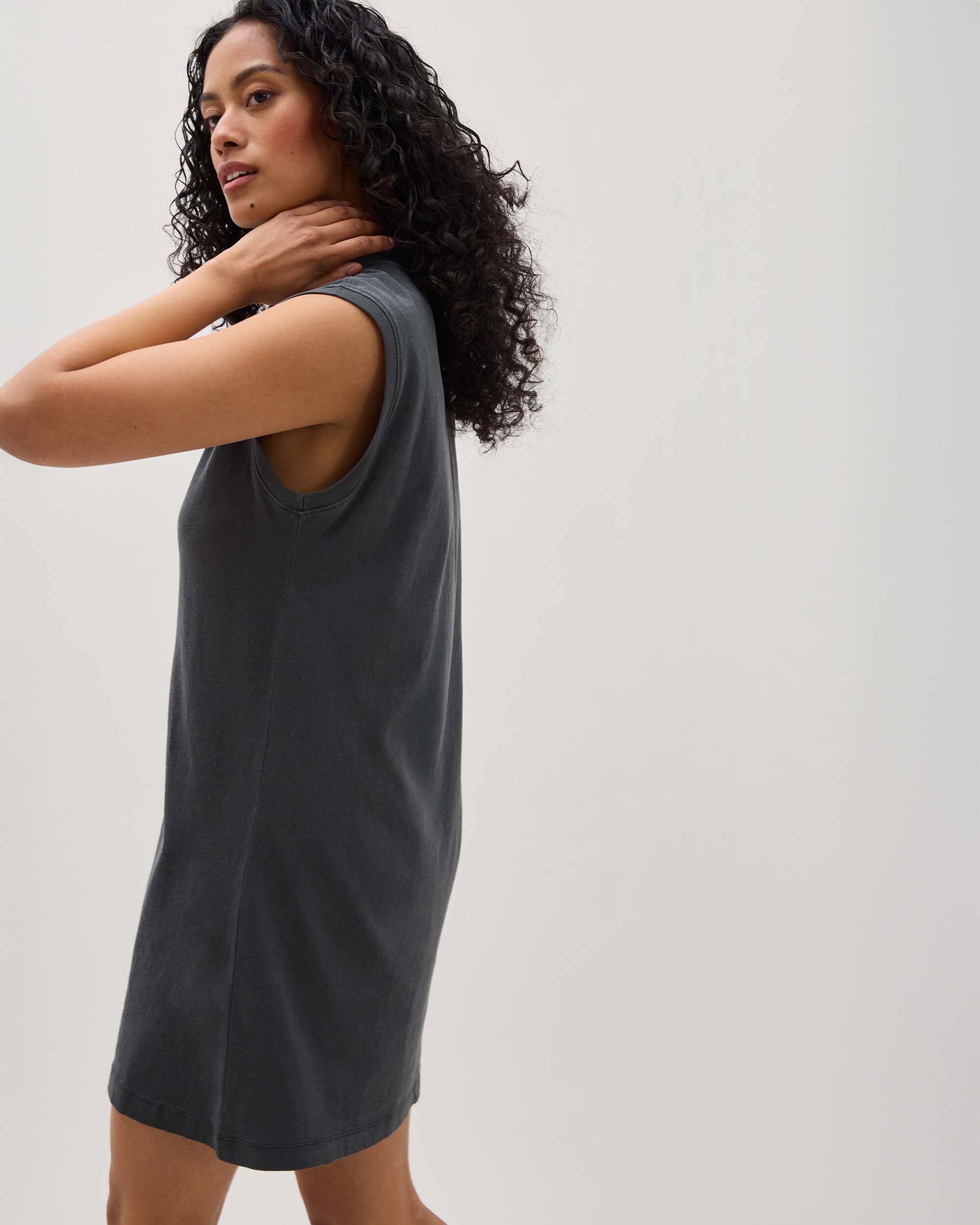 Womens Relaxed Muscle Dress - Pigment Dye Jersey - Stretch Limo - Image 3