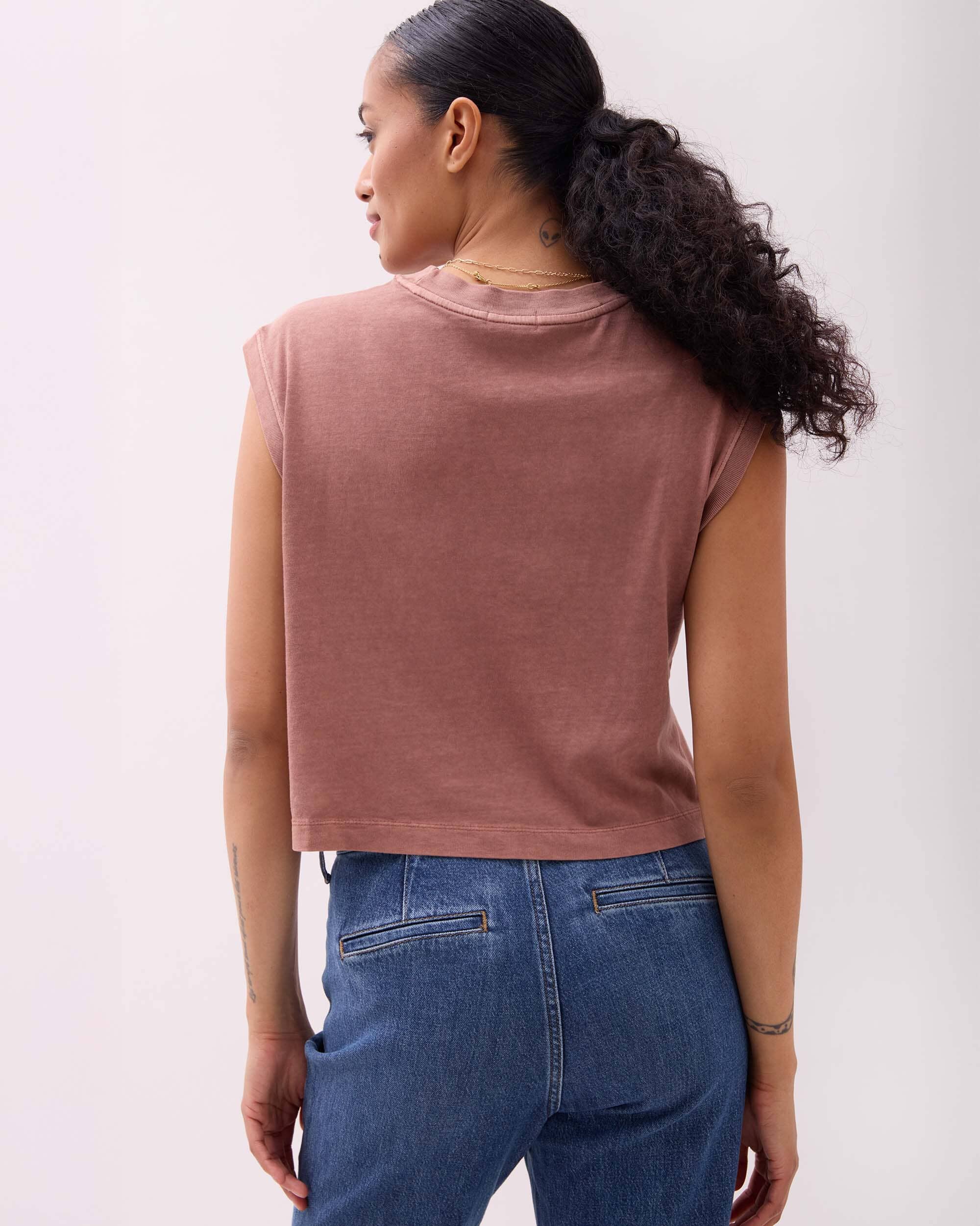 Womens Relaxed Muscle Tee - Pigment Dye Jersey - Russet - Image 4
