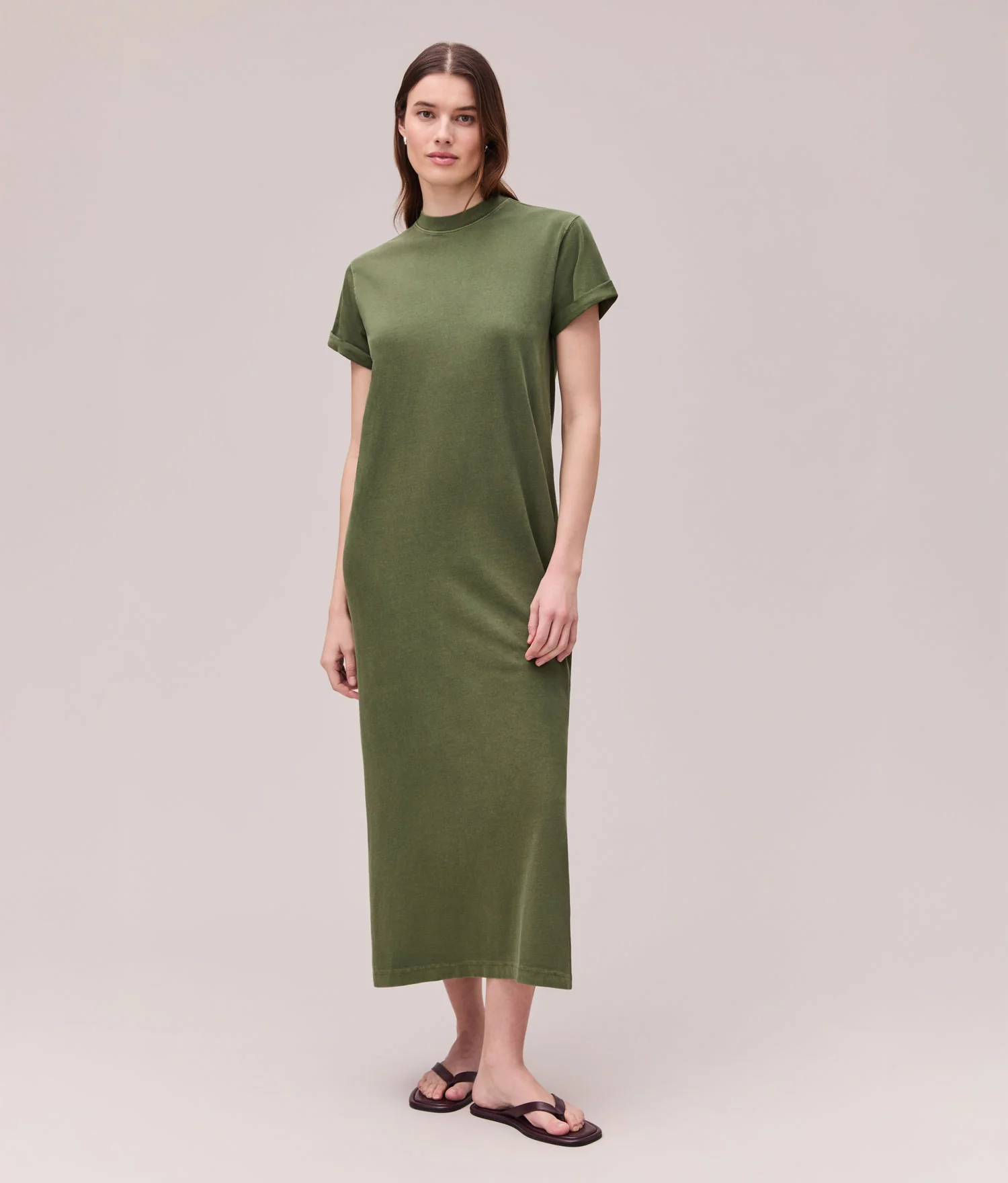 Womens Relaxed Tee Dress - Pigment Dye Jersey - Cypress