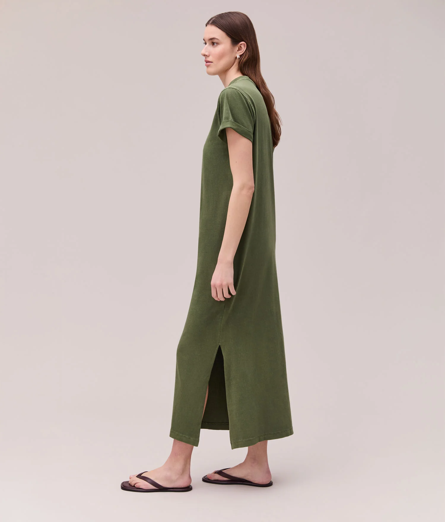 Womens Relaxed Tee Dress - Pigment Dye Jersey - Cypress - Image 5