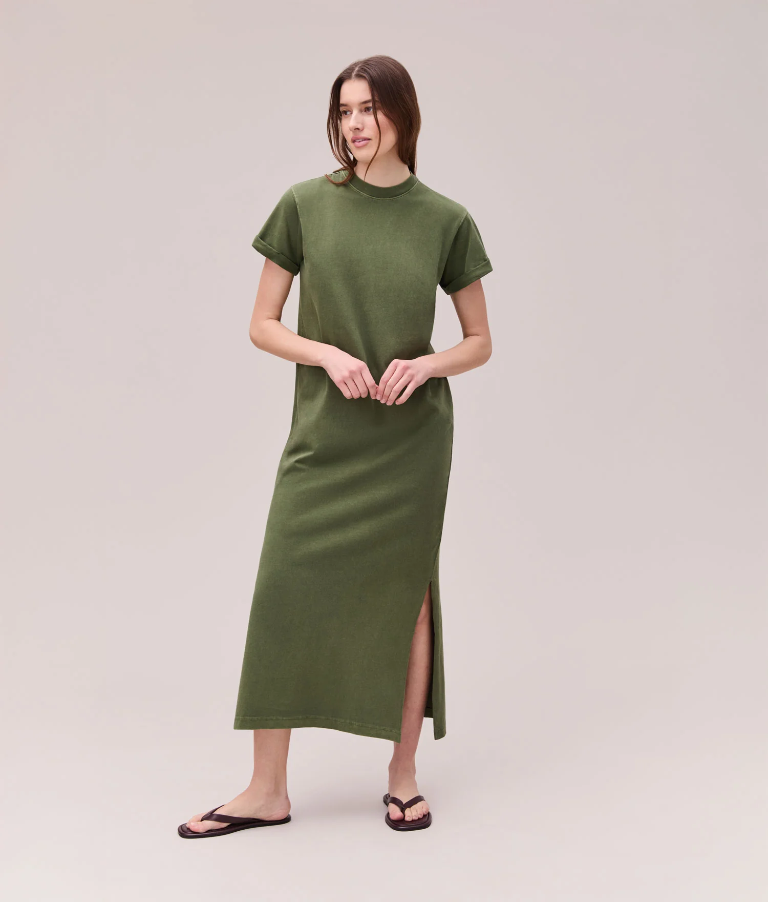 Womens Relaxed Tee Dress - Pigment Dye Jersey - Cypress - Image 6