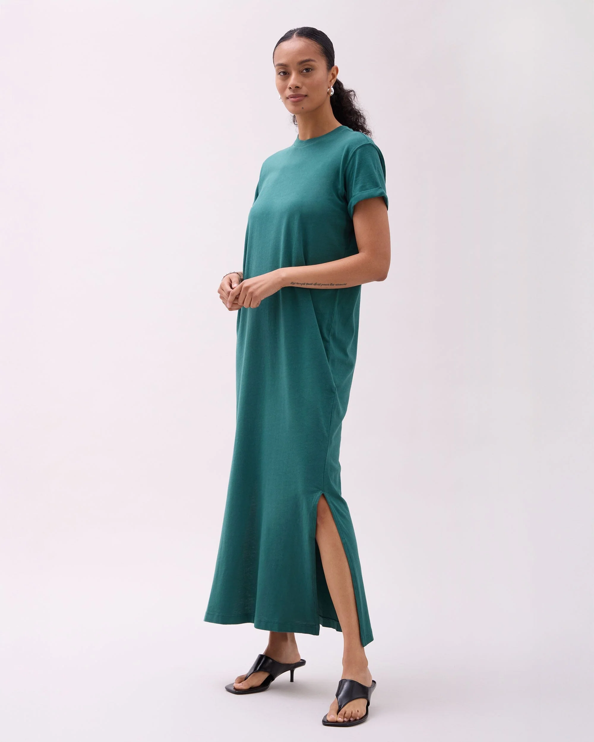 Womens Relaxed Tee Dress - Pigment Dye Jersey - Rainforest - Image 3