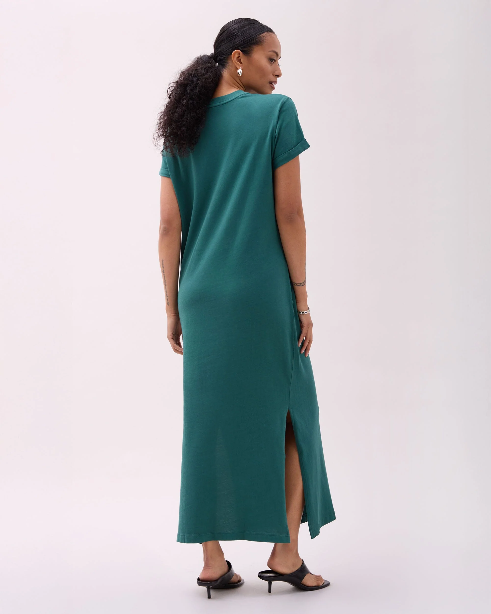 Womens Relaxed Tee Dress - Pigment Dye Jersey - Rainforest - Image 4