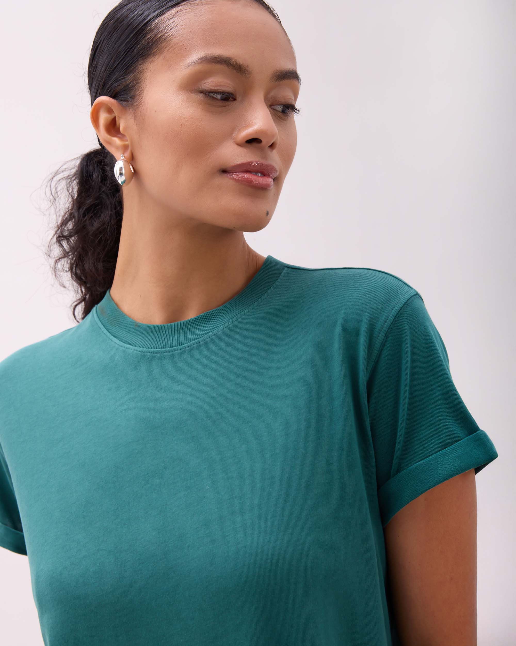 Womens Relaxed Tee Dress - Pigment Dye Jersey - Rainforest - Image 5
